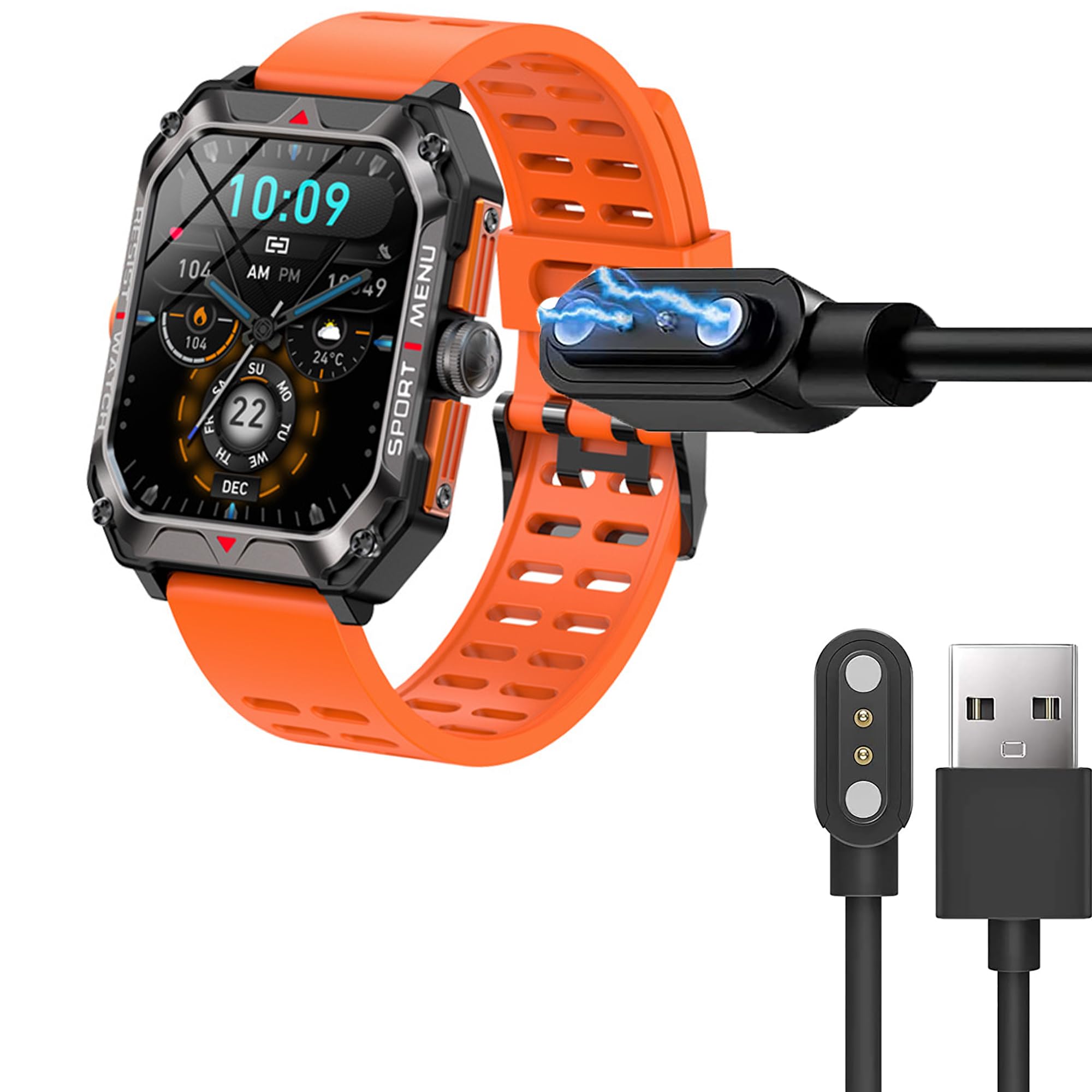 Lamshaw Compatible with FreeDvigor Smart Watches Charger, Magnetic USB Charging Cable Replacement Charger Compatible for FreeDvigor, Bgulong H22 2.02 Inches Smart Watches (2 Pack-Black+Black)