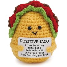 yodo Mini Positive Crochet Taco Handmade Amigurumi Yarn Gift with Motivational Message, Funny Encouragement Gift for Women, Men, Birthday, Teacher Appreciation & Classroom Gifts