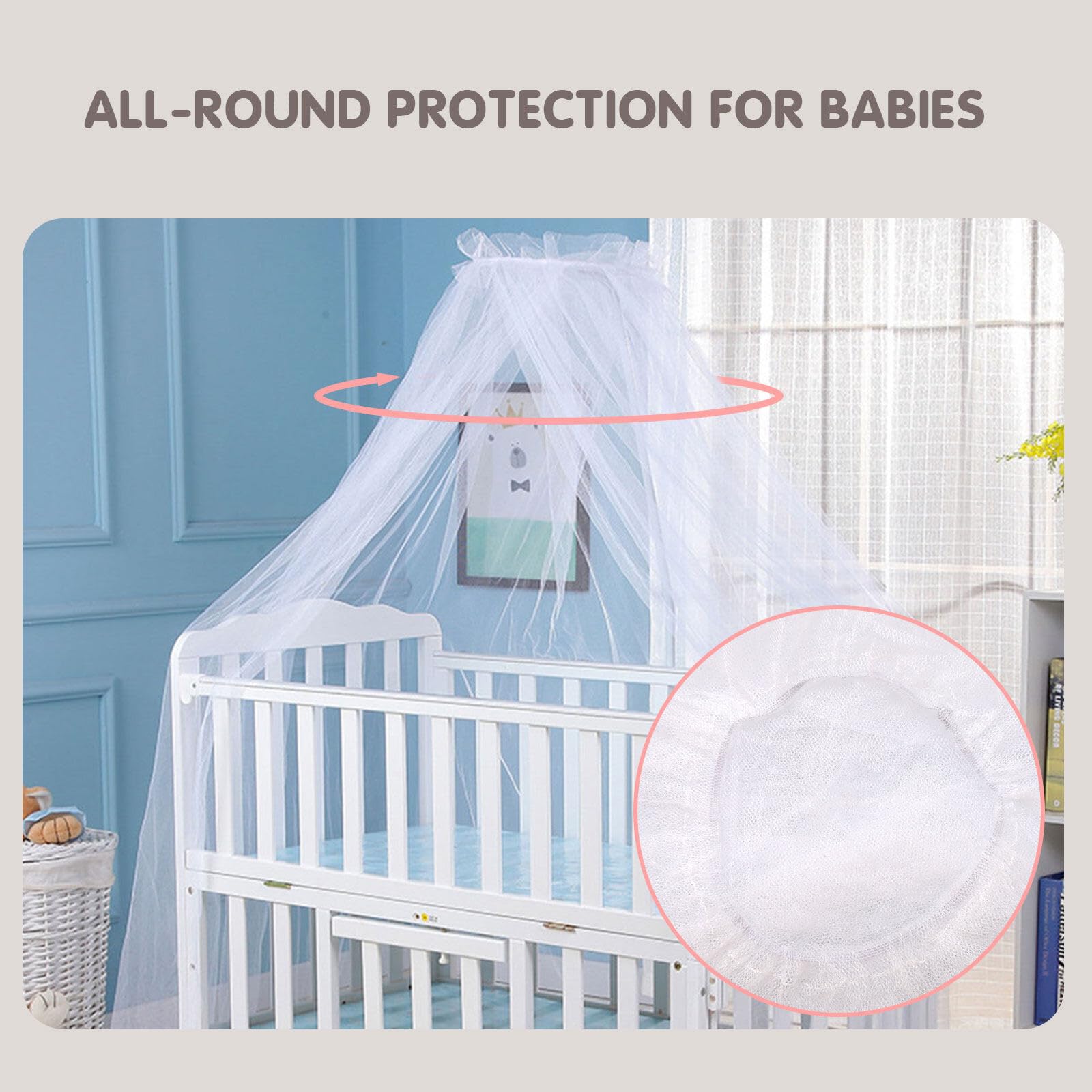 Mosquitera para bebé, para cama, para cuna,techo,mosquitera para cuna, mosquitera, malla para colgar en la cama, mosquitera para mantener a tu bebé lejos de los mosquitos, Blanco, 60x450cm