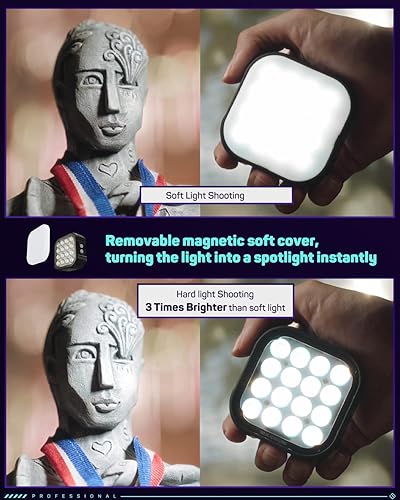 Miniatura 4 de IFOOTAGE Monopod de base redonda de 22 pulgadas, luz de cámara RGBW y soporte para teléfono, monopie de mesa, luz de cámara de video con control de