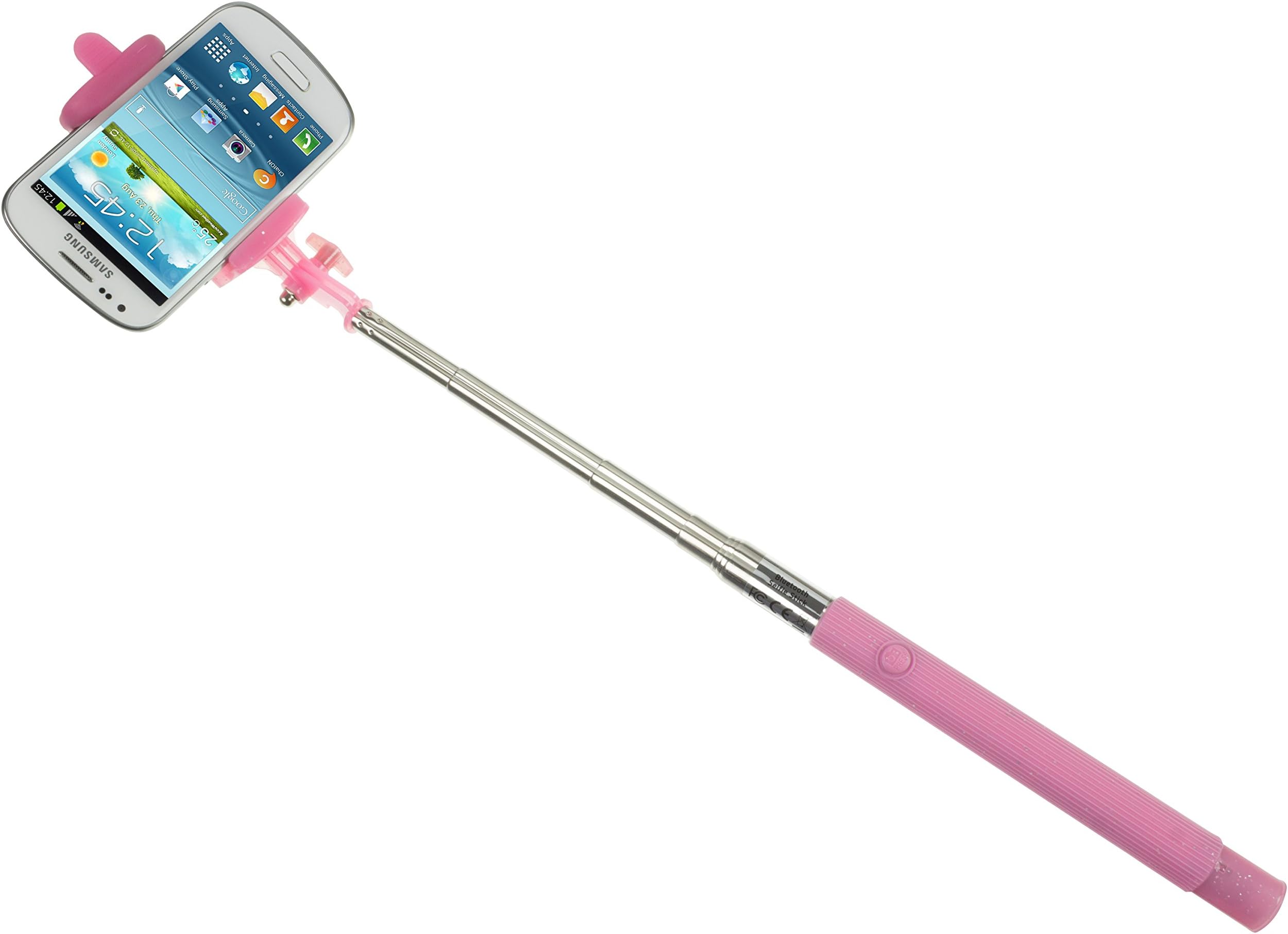 Trendz Universal Portable Extendable Bluetooth Glitter Selfie Stick Set with Props - Pink