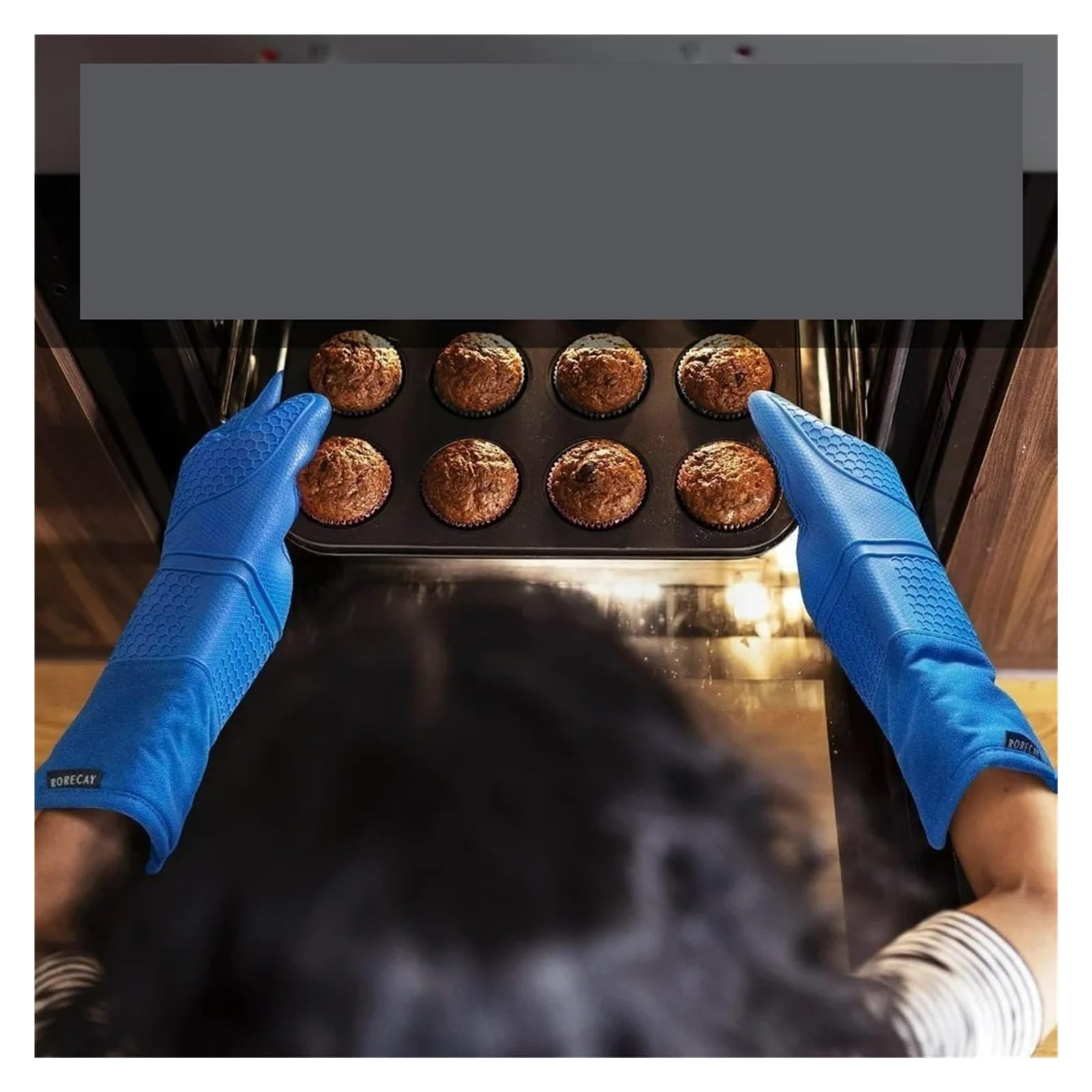 Genérico Set de Guantes de Horno 6pcs, Guantes de Silicona de 15 pulg | 2 guantes de horno, 2 salvamanteles, 2 mini guantes de pinza, superficie de panal, antideslizante