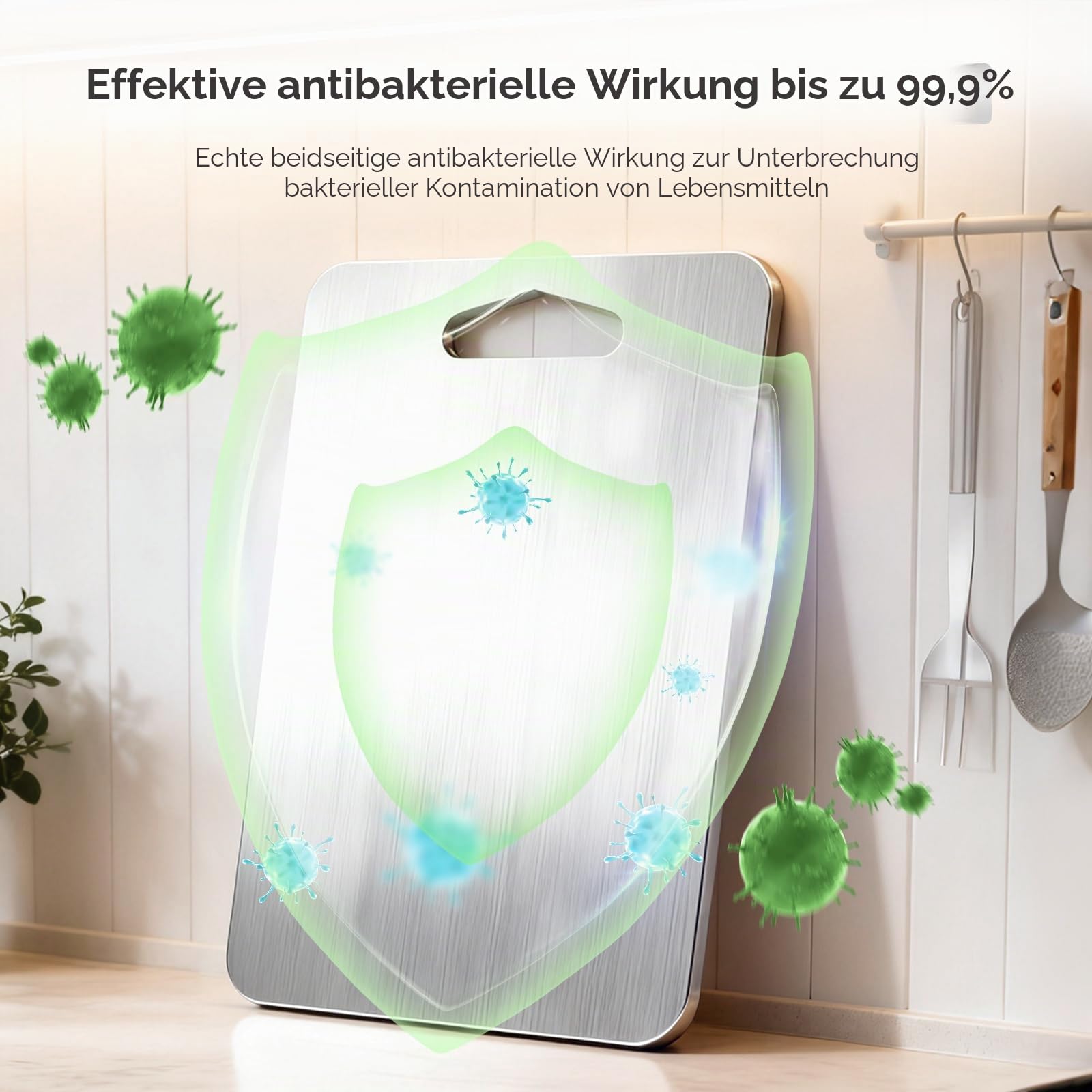 Titan Schneidebrett Set 3-teilig,S316 Schneidebrett Edelstahl,2 mm Verdickt,Mit Anti-Rutsch-Pad,BPA-freies Doppelseitiges Lebensmittel Titanium Cutting Board, ideal für Fleisch, Brot, Gemüse & Obst