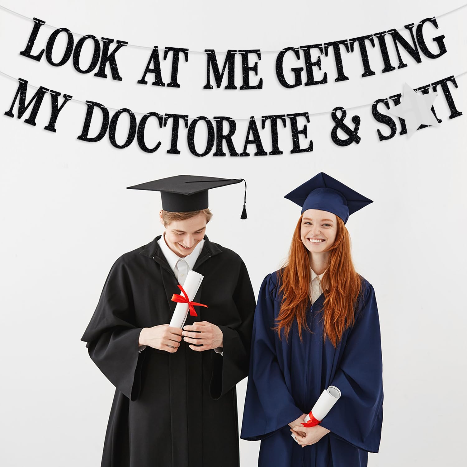 Écharpe De Doctorat "It's Dr Actually" - Satin Blanc, 83,8x9,4 Cm - Décoration Fête Remise Diplôme