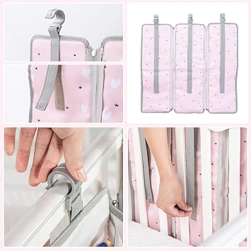 Orzbow 3-in-1 Hanging Diaper Caddy Organizer for Changing Table, Nursery Organization and Diaper Stacker for Crib Wall, Removable Diaper Organizer for Baby Girl Essentials, Pink