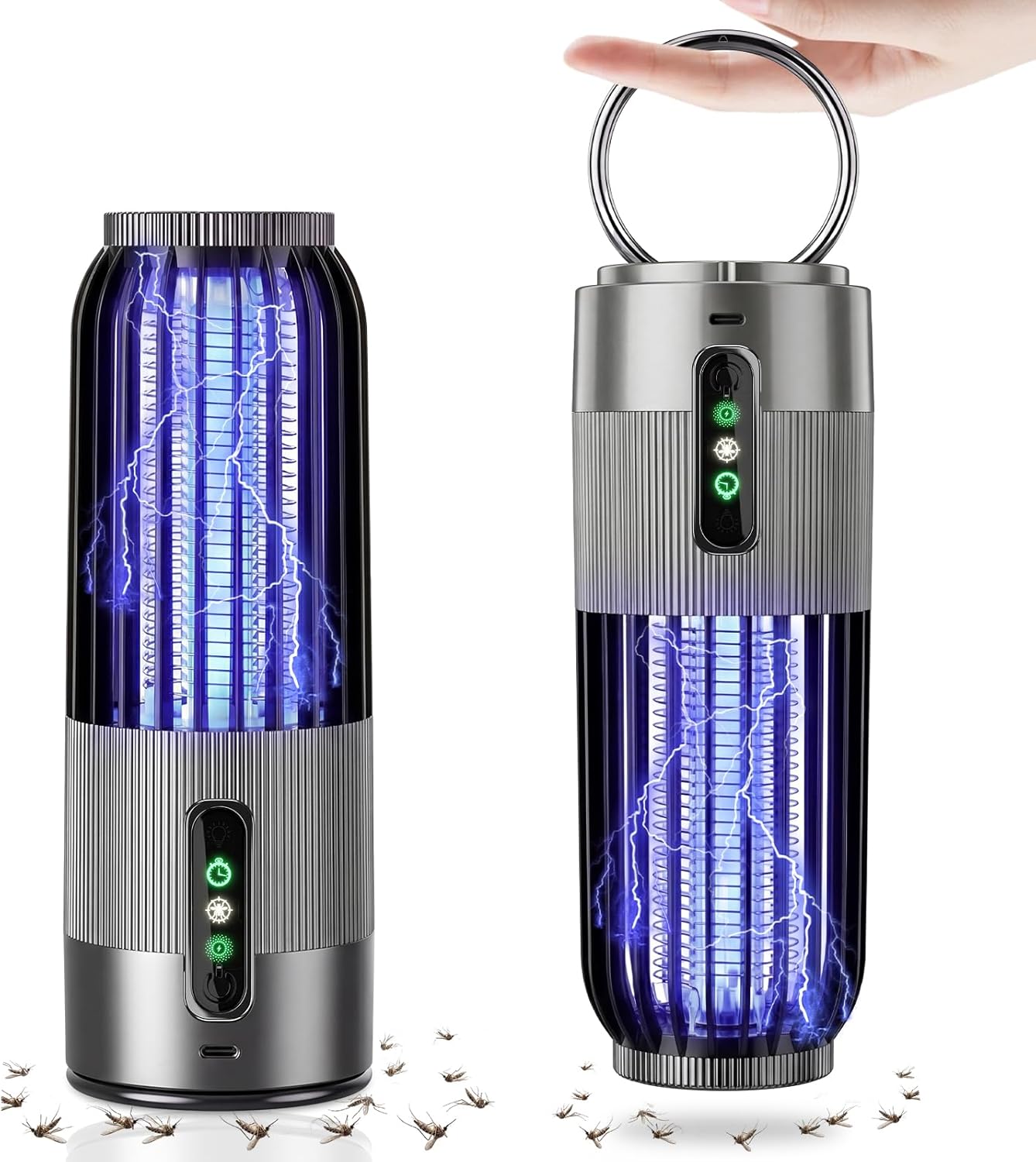 Bug Zapper Outdoor Indoor, Mosquito Zapper with Safety Grid, Cordless Fly Trap with Purple Light, Mosquito Killer for Home, Patio, Backyard, Camping