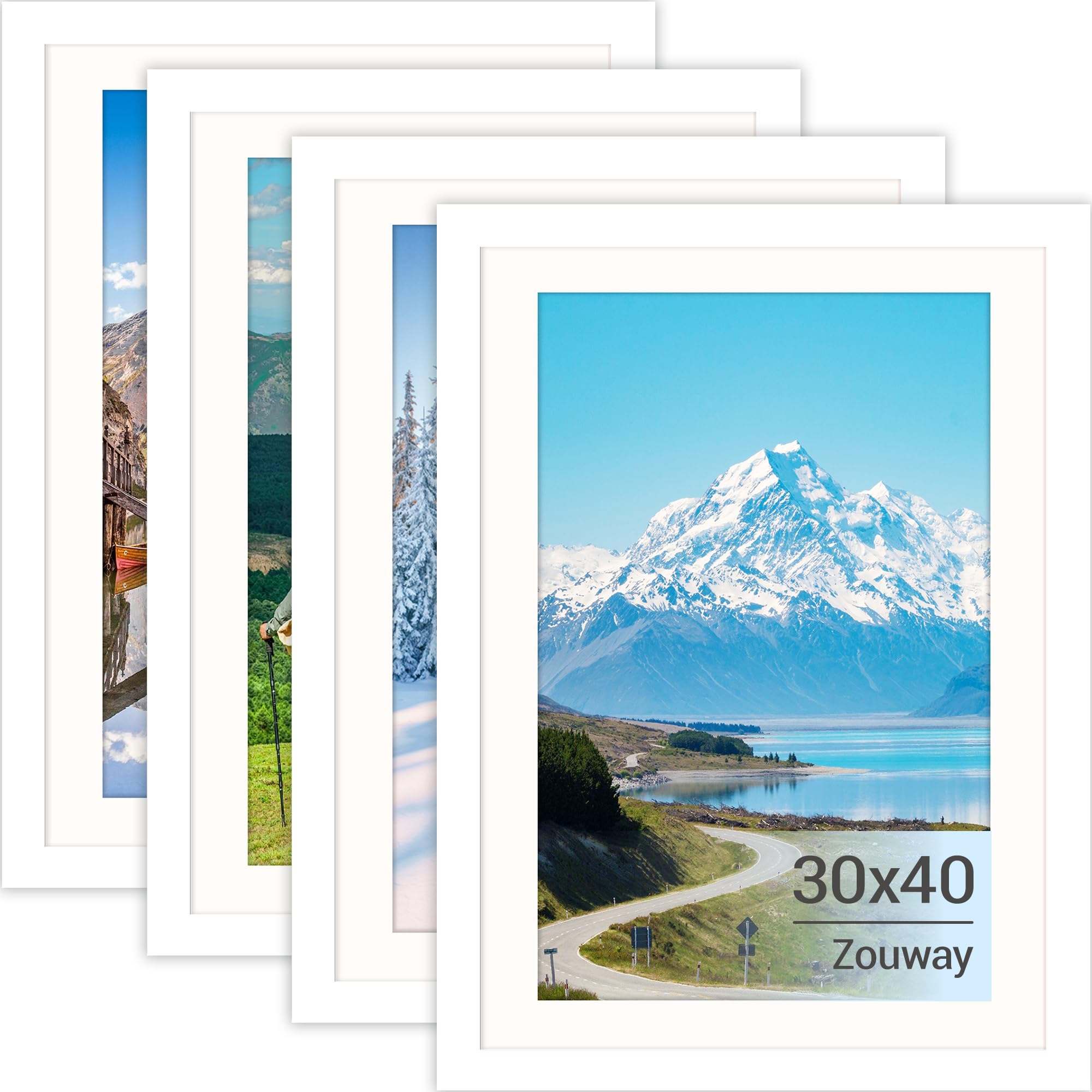 Zouway 4 Stück Bilderrahmen 30x40 Schwarz, Rahmen 30x40 mit Plexiglas, 30x40 cm Bilderrahmen für Fotos, Bilder, Poster (Schwarz, 30 x 40 cm)