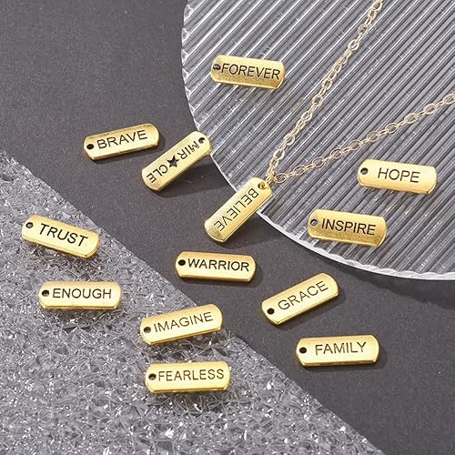 Miniatura 4 de Healifty 36 piezas de cuentas inspiradoras para hacer graduación, suministros mixtos, joyería etiqueta, brazaletes, dijes dorados de aleación con