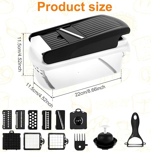 Miniatura 6 de Picador de verduras 14 en 1, picador de verduras eficiente con contenedor, práctico picador de alimentos, cocina multifuncional para ensalada,