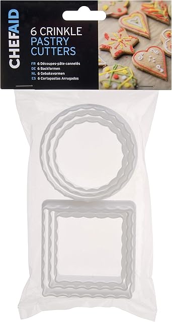Chef Aid Crinkle Pastry Cutter Set, with both Square and Round Cutters