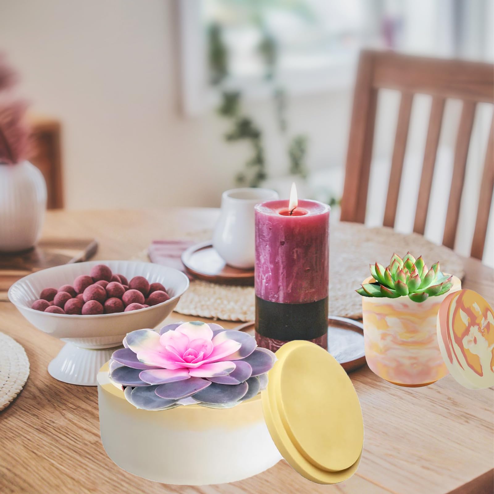 Stampi In Silicone Per Vasi E Portacandele - 2 Pezzi Per Resina, Gesso O Cemento - Foto 3