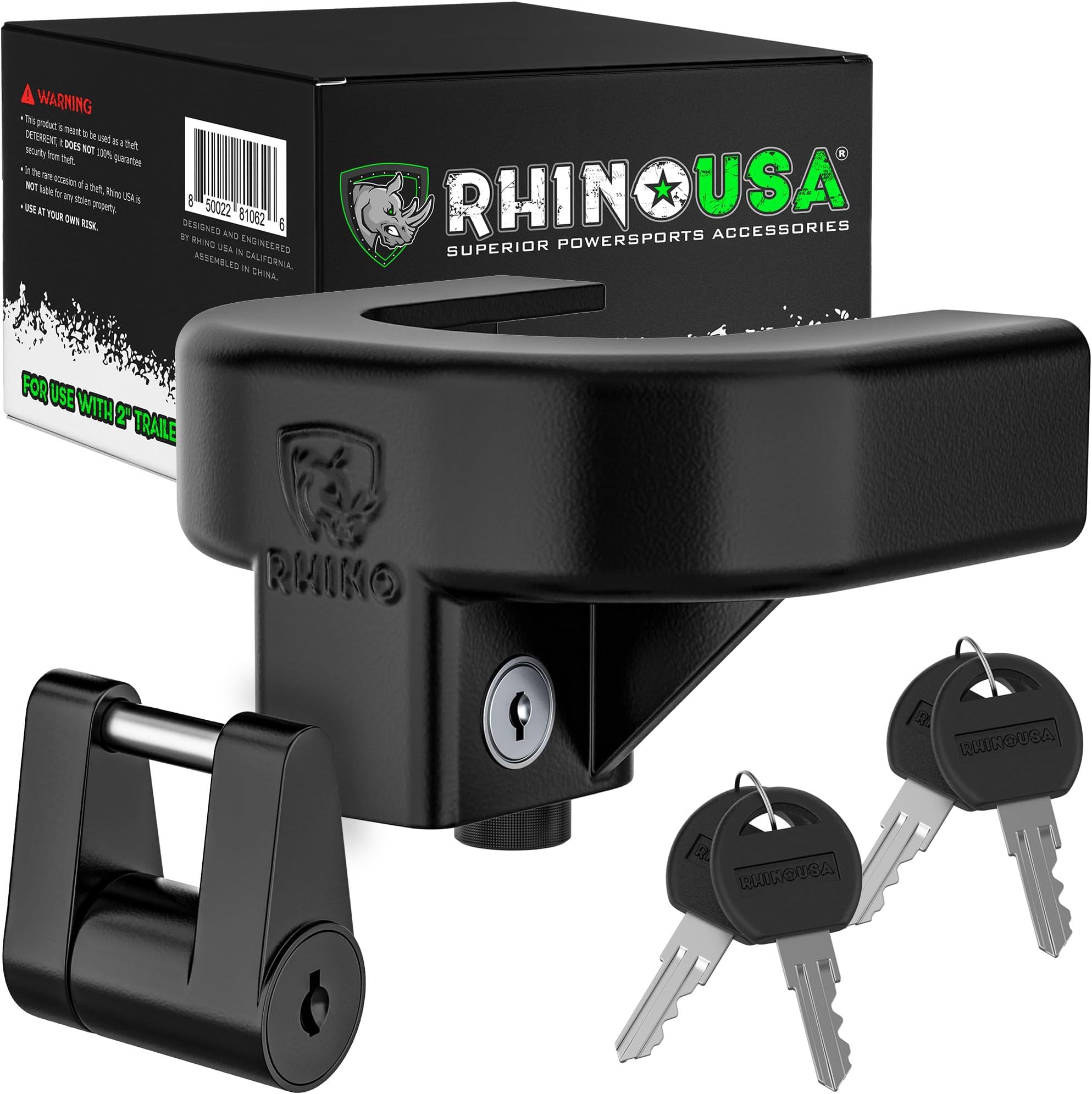 Trailer Hitch Lock Kit (for 2" Trailers) Heavy Duty Anti Theft Trailer Coupler Locks for RV, Camper, Caravan, Trailer, Boat and More - Reinforced Solid Steel Tow Lock for Trailer Tongue