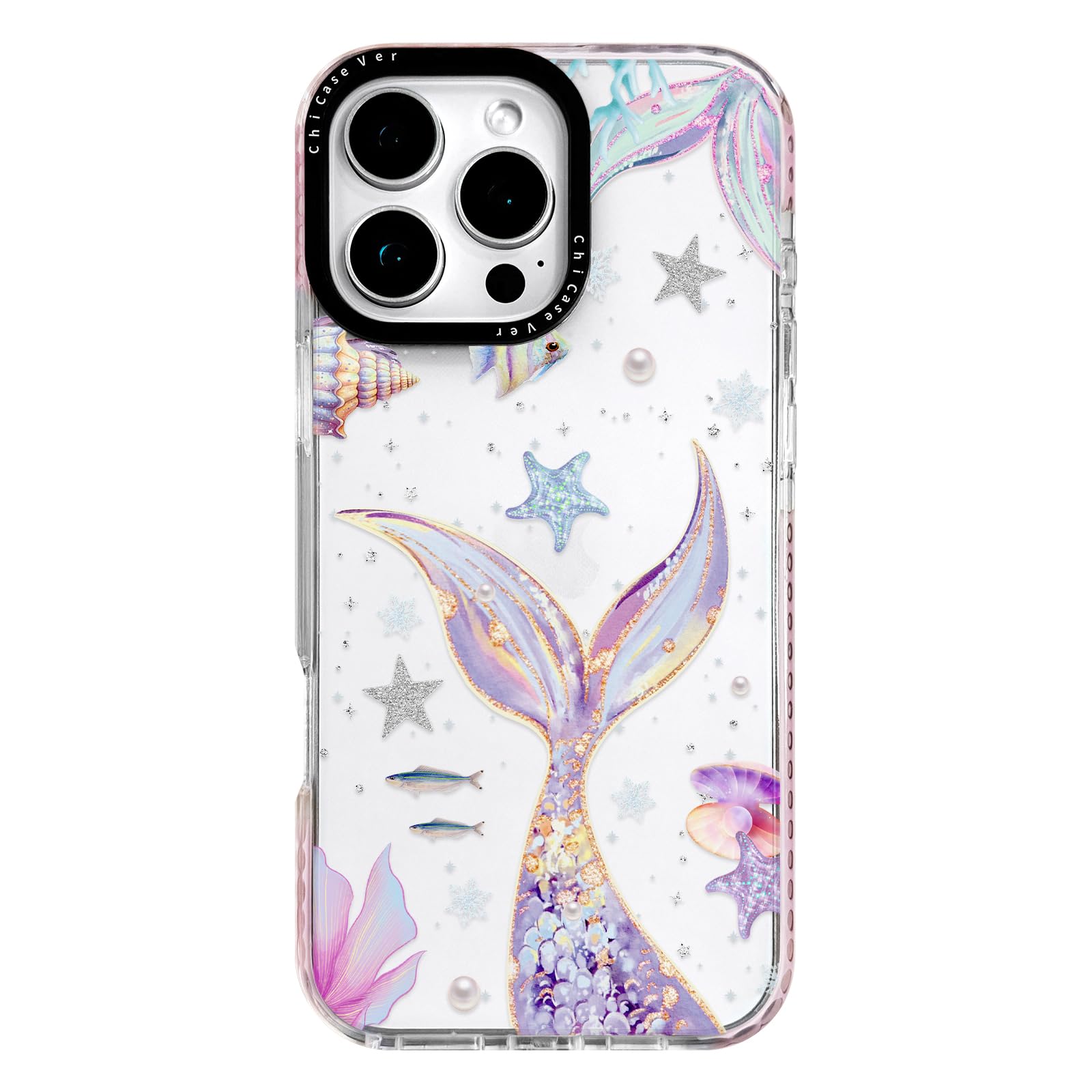 ChiCaseVer for iPhone 14 Pro Max Case, Magical Mermaid Pattern with Iridescent Tail, Military-Grade Drop Protection, Cute Soft Slim TPU Protective