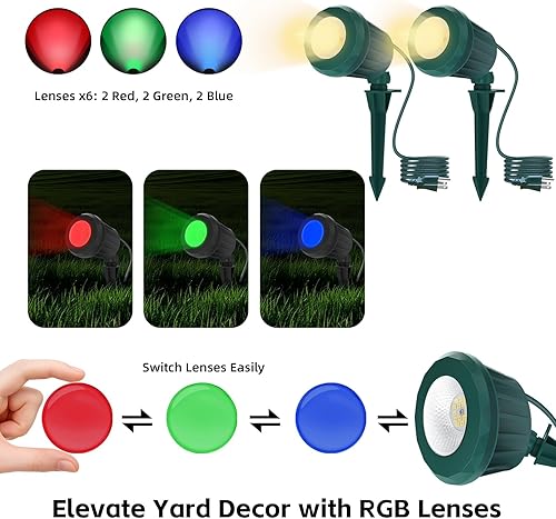 Miniatura 2 de Foco de Navidad de Halloween para exteriores focos LED de 10 W para exteriores, 2700 K, blanco cálido con 3 lentes adicionales (rojo, verde, azul)