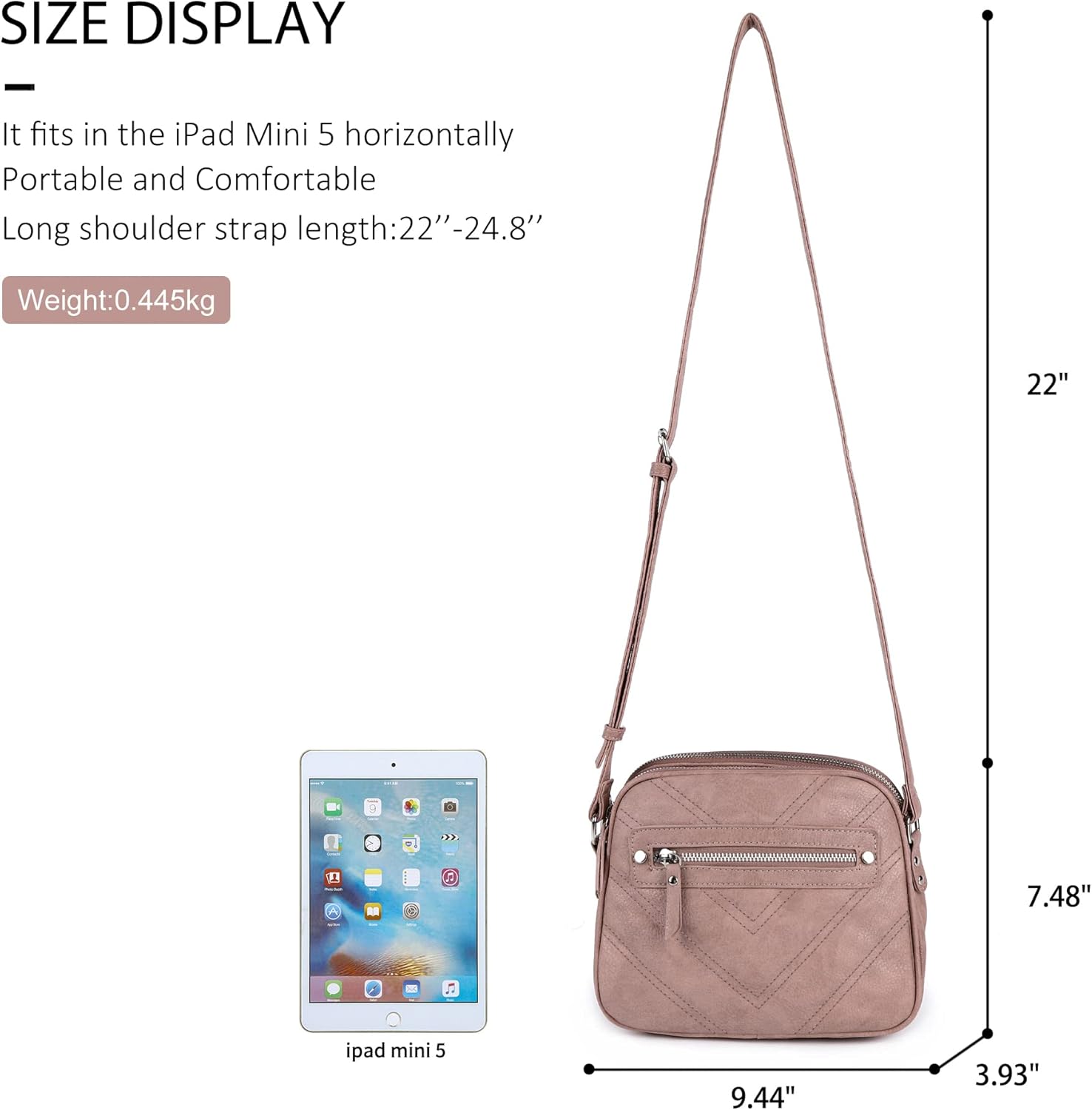 Angel Kiss Designer Crossbody Purses For Women Zipper Pocketbook Bags With Adjustable Straps