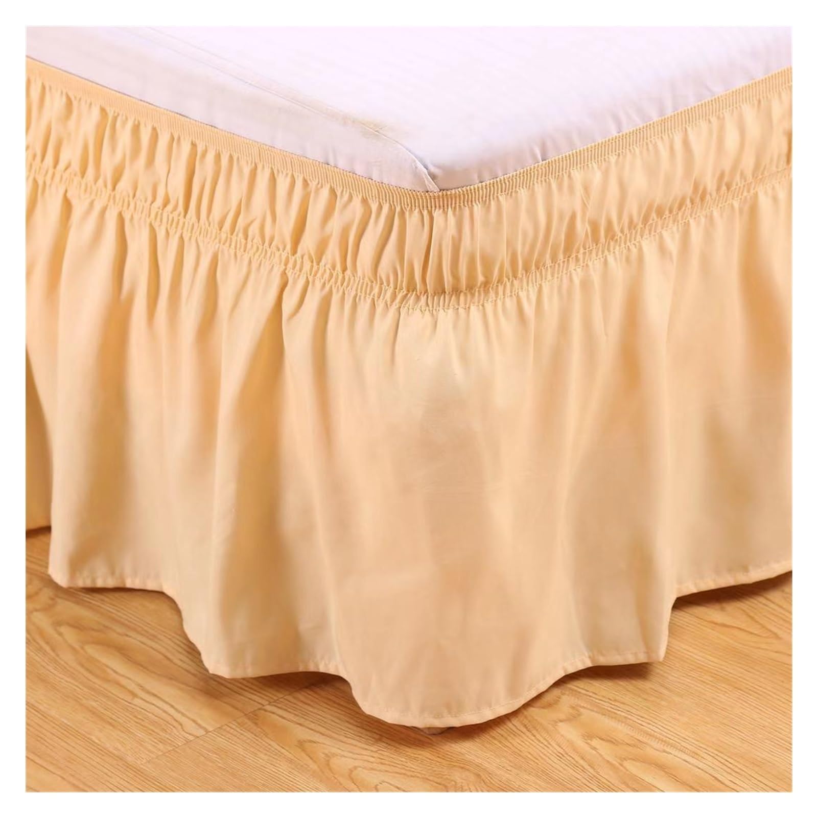 WENYOG Bed skirts Wrap Around Bed Skirt Queen King Size White Skirts Light Grey Solid Hotel Ruffles For Decoration(Light Yellow,200x200x38cm)