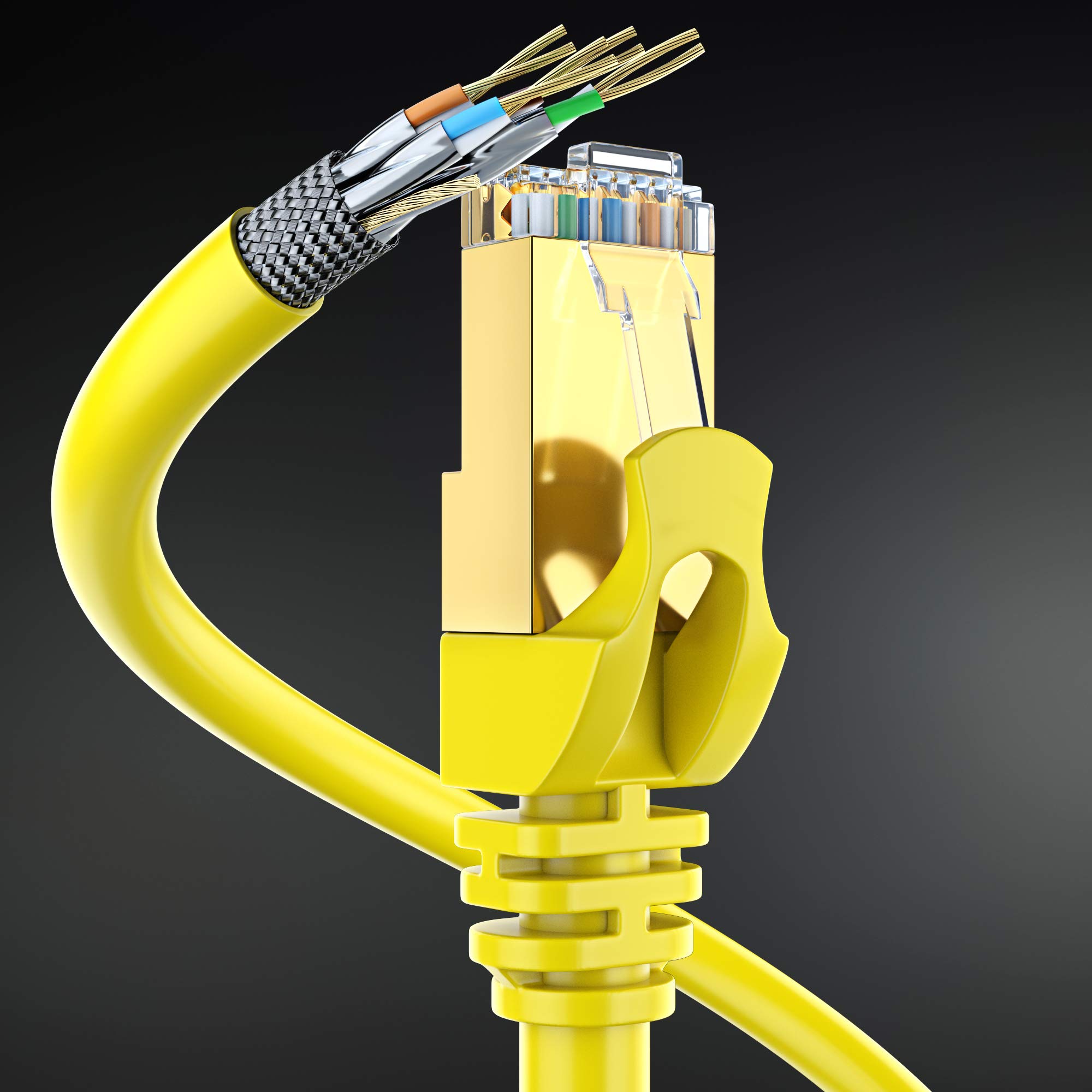 Cavo Ethernet Cat 7 da 30,5 m, cavo patch ad alta velocità Cat7 Internet e LAN di rete, connettori RJ45, perfetto per giochi, streaming e altro (giallo)