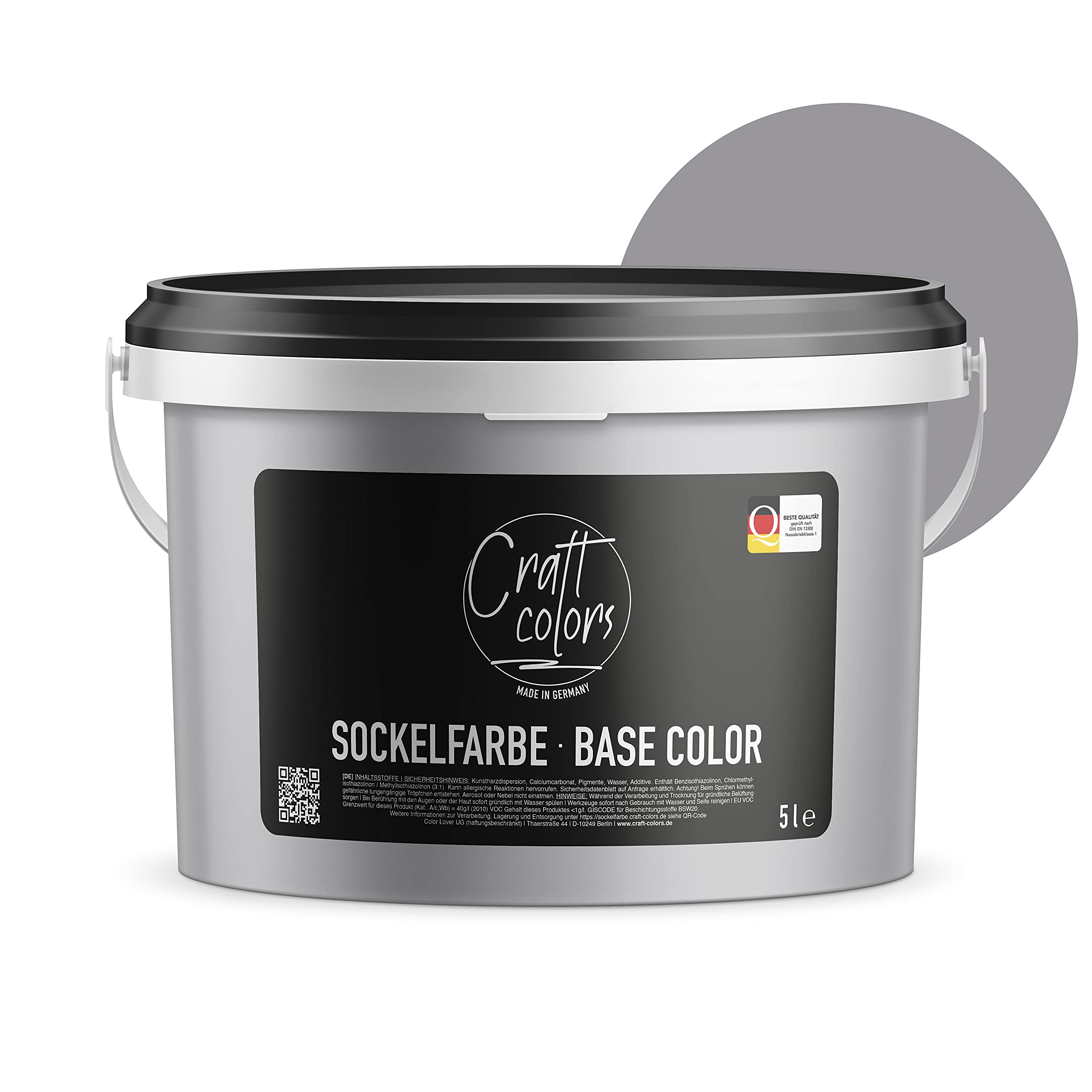 Sockelfarbe 5L Steingrau | hochwertige Farbe für Beton, Mauerwerk, Kellerwand, Fassade & Dachflächen | Nassabriebklasse 1 | Made in Germany | Wetter & UV-Beständig
