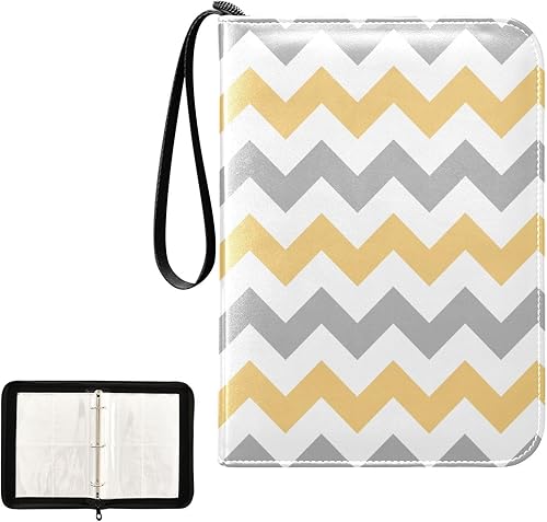 Yellow Grey Card Binder 400 Pockets Trading Card Storage Binder Album with Sleeves Zipper Card Collection Holder Folder for Game Card Sleeved Card