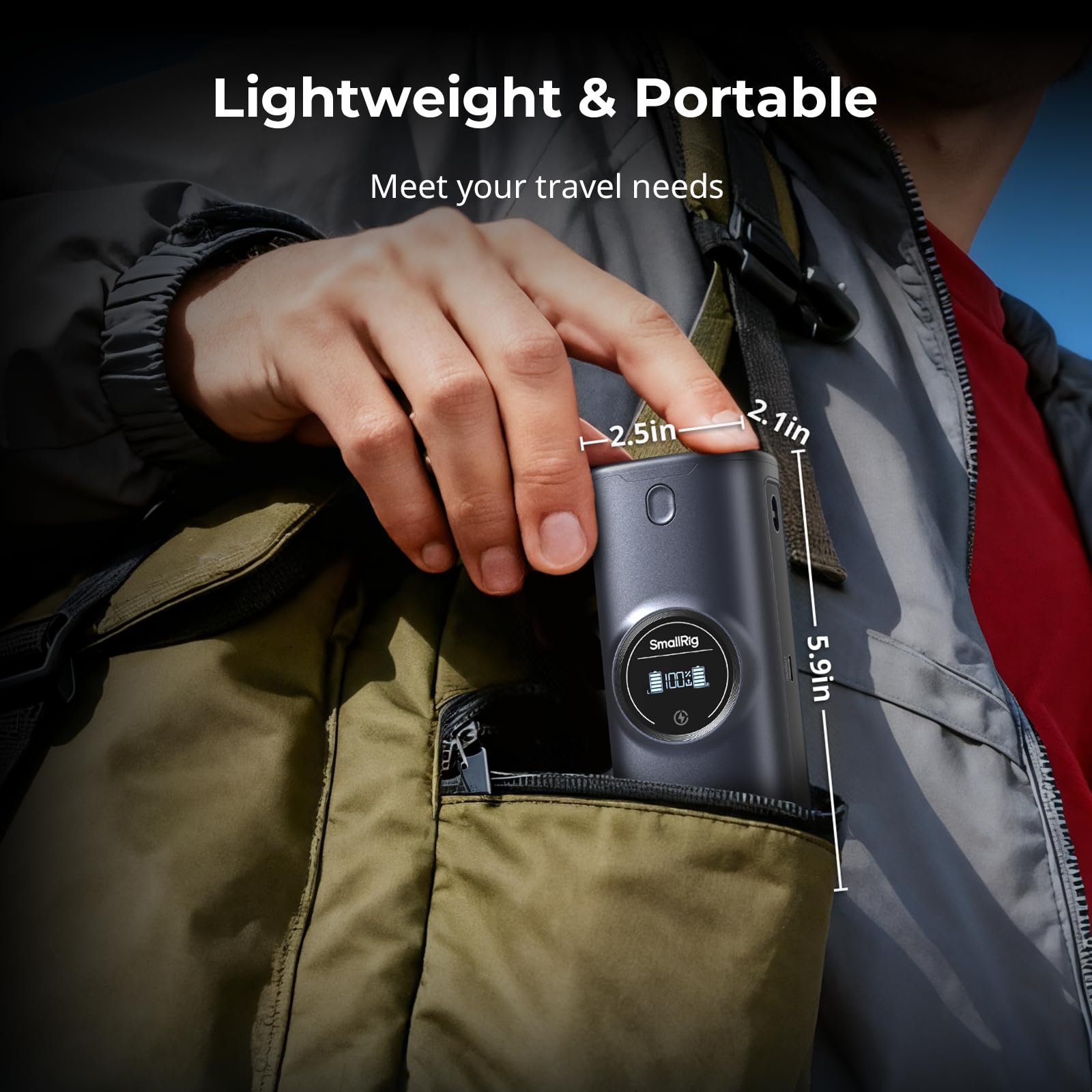 SMALLRIG LP-E6P Powerbank für Canon-Kameras, integrierte 13600-mAh-LG-Zellen, 36-W-Doppelladefunktion, HD-Display, für Canon EOS R6 Mark III/II, R5 Mark II, C50, R5, R6, R7, 5D Mark II - 5108