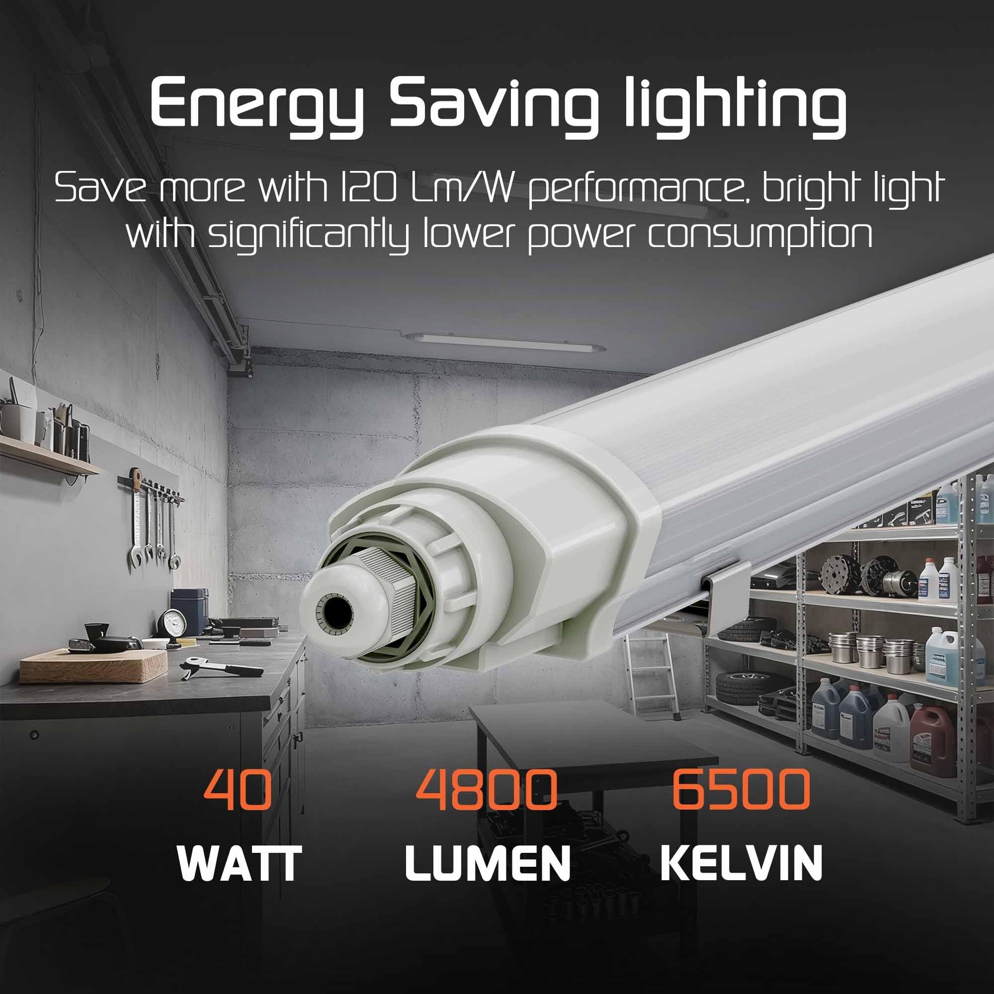 Ledvion 8er Set Feuchtraumleuchte LED 150cm 40W 120lm/W 6500K IP65 | Koppelbar fuer Garage Werkstatt Keller und trockene Innenraeume mit einfacher Montage