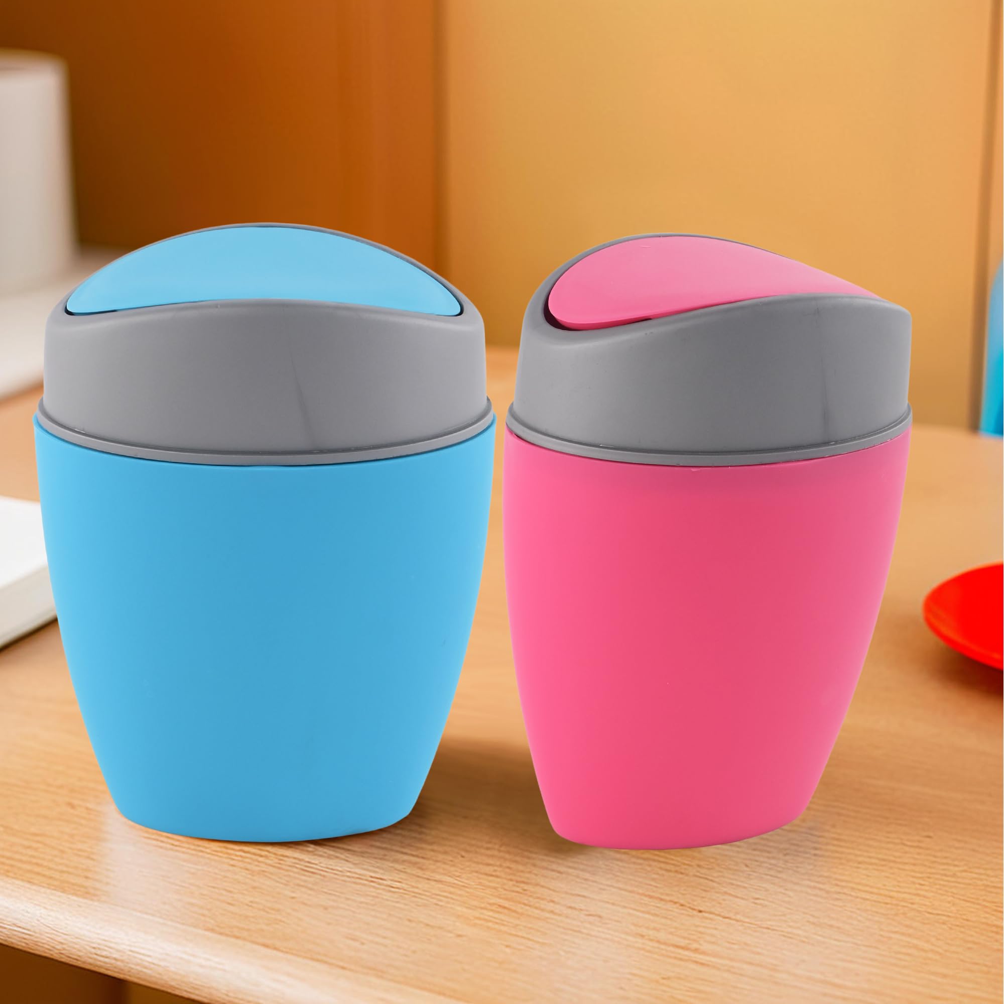 Mini Dustbins - 2 Pack | Kuber Industries -1