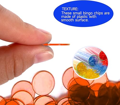 Miniatura 3 de GSE - 1000 fichas de bingo transparentes de plástico de 34 pulgadas para fiestas de juegos de bingo, aula, noche de juegos, sala de bingo (naranja)