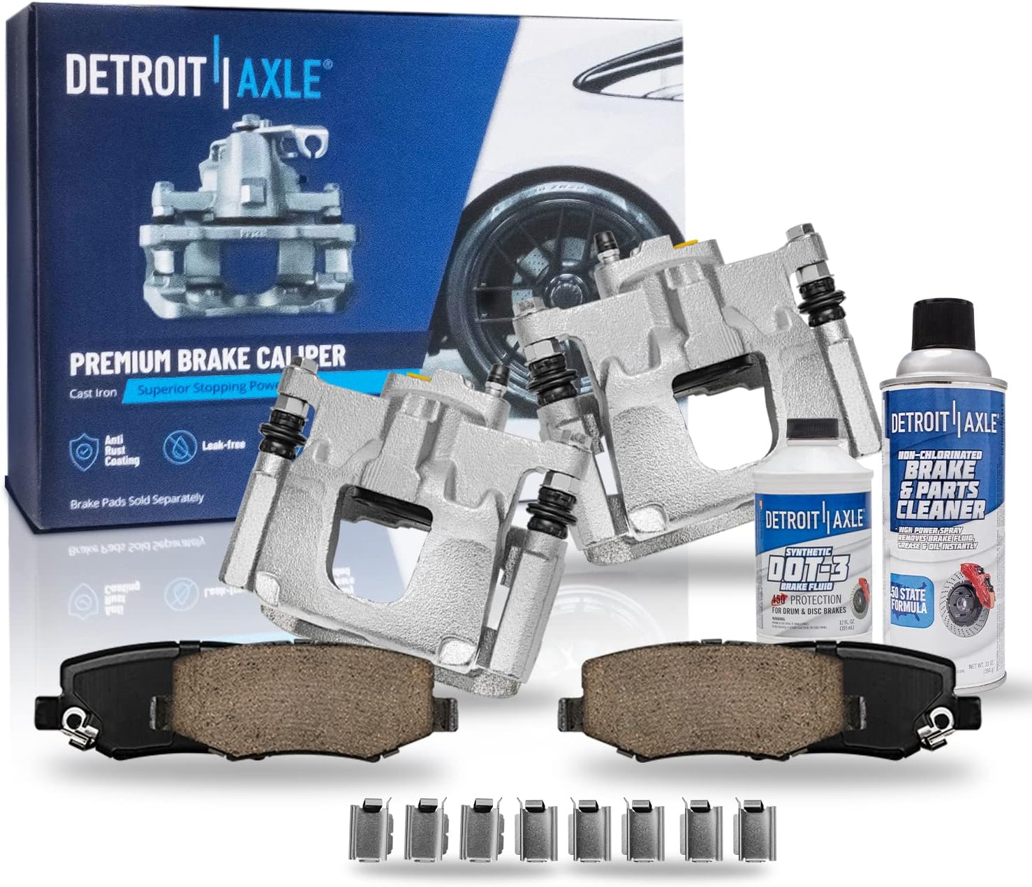 Detroit Axle - Rear Brake Kit for Dodge Nitro Jeep Liberty Wrangler Disc Brake Calipers w/Brackets Ceramic Brakes Pads Replacement