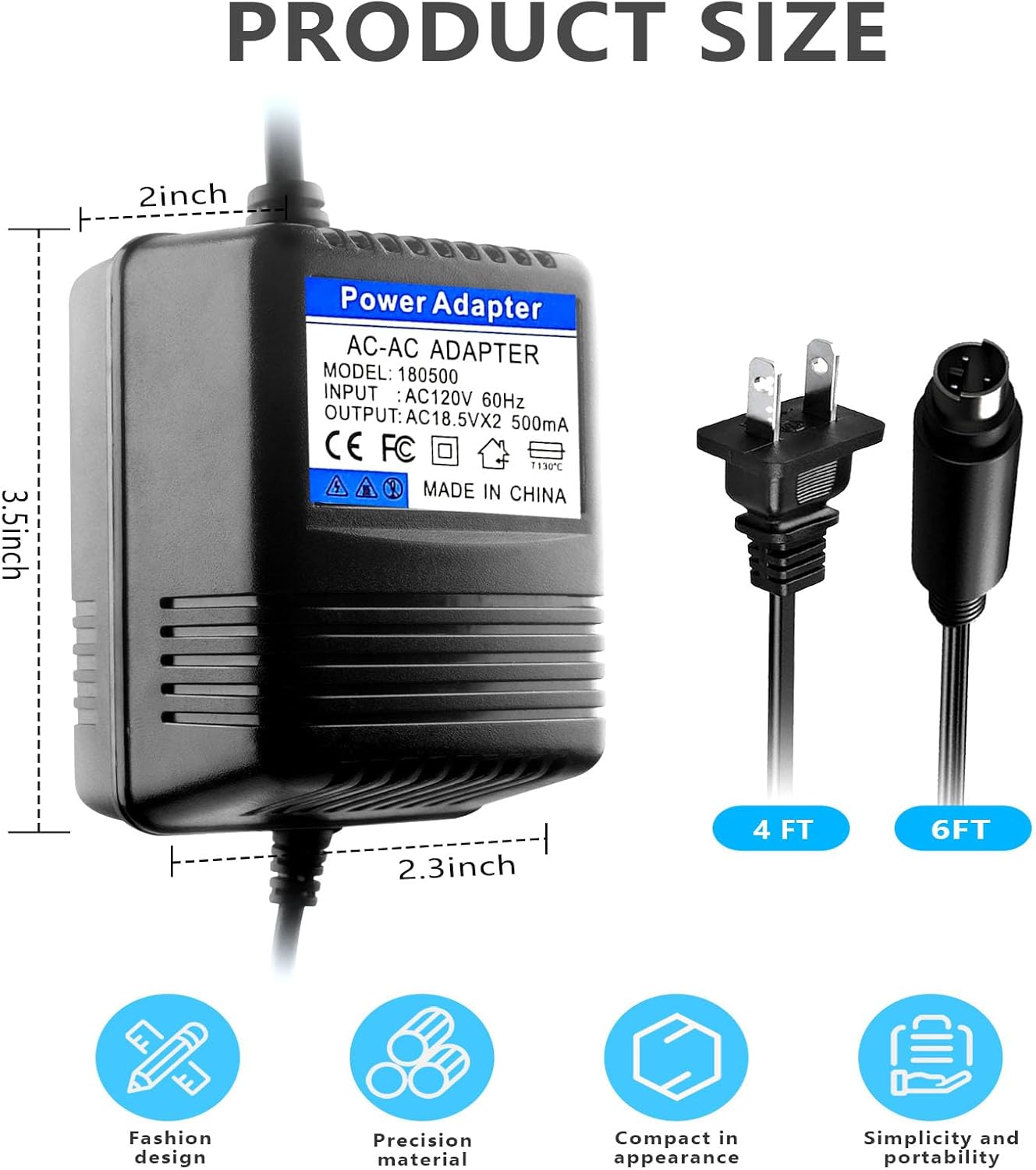 18.5VMini 3 Pin Powe Adapter for Behringer XENYX(502,802,1002) Eurorack Mixers (FX-18B-MP3) UB502 UB802 UB1002 Q502USB Q802USB Q1002USB Replacement Power Supply