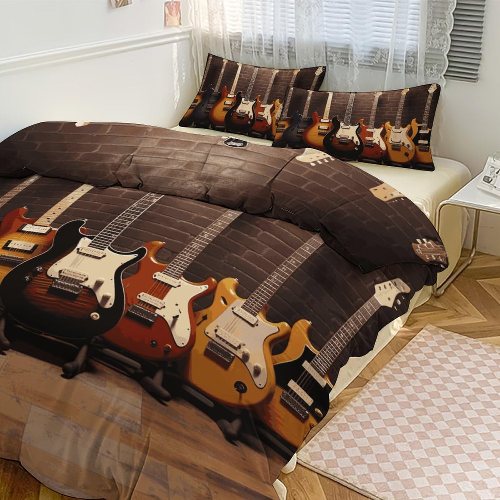 Literie épaisse guitare 3 pièces, le cadeau idéal pour grand lit de musicien