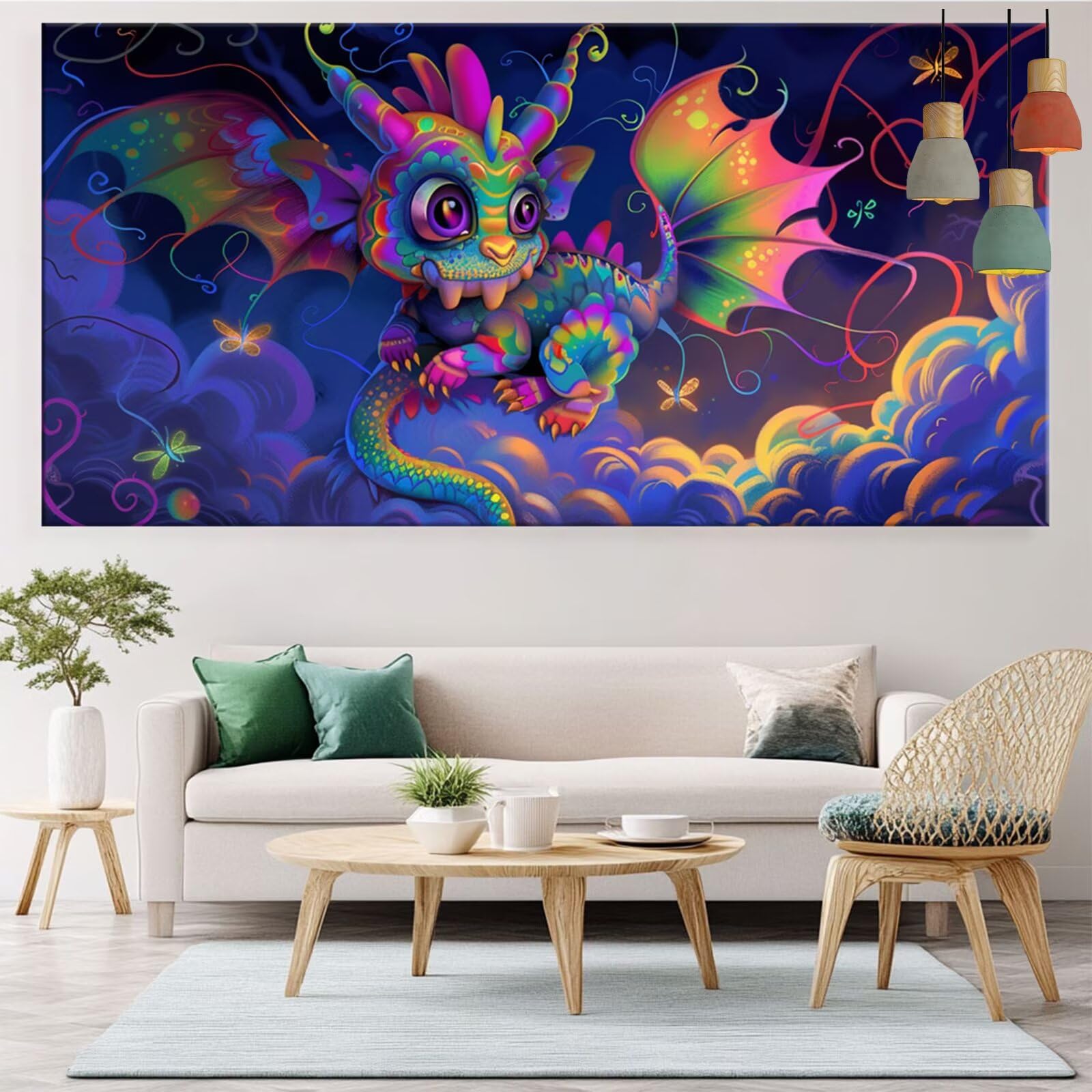 Diamond Painting Niedlich Diamond Painting Erwachsene Dinosaurier Bastelset Kinder ab 6 Jahre Mosaikherstellung Kreatives Geschenke für Mädchen Anfänger, Kreuzstich Craft Zimmer Deko 70x140cm Y5-955