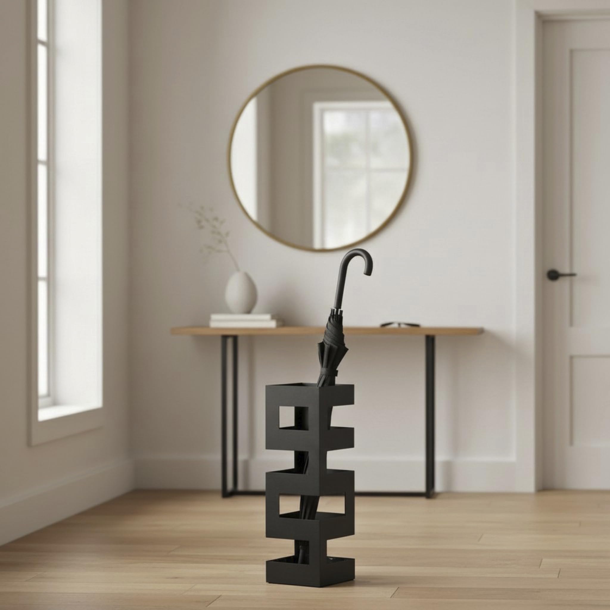 HAKU Portaombrelli Nero, Metallo - Dim. L 16 cm x A 48 cm x P 16 cm, Stile Moderno