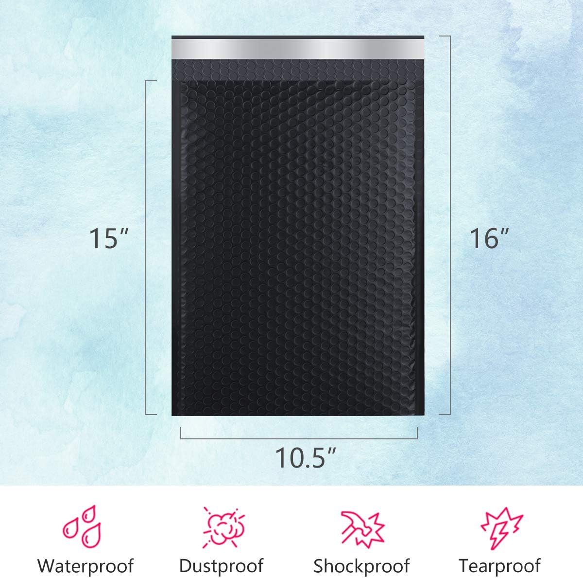 UCGOU Bubble Mailers 10.5x16 Inch Black 25 Pack Poly Padded Envelopes Large #5 Mailing Packages Opaque Packaging Postal Self Seal Adhesive Waterproof Boutique Shipping Bags for Clothes : Office Products