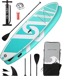 28/mo - Finance MYBOAT 11'6"×34"×6" Extra Wide Inflatable Paddle Board, Stand Up Paddle Board For Pets Sup Board With Dog Pad Multi Functional Handle 3 Removable Fins Dual Bungees Camera Mount Floating Paddle