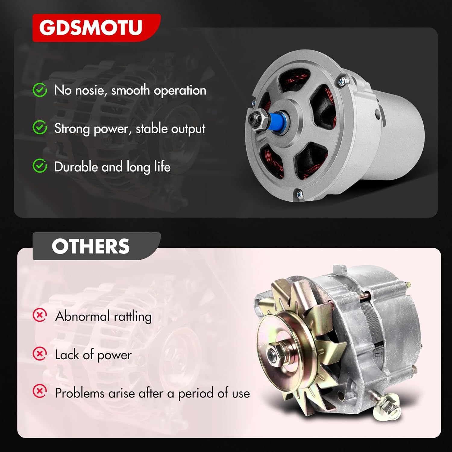 New Alternator Compatible for Volkswagen for Karmann Ghia H4 1.6L 1974 for Volkswagen for Beetle H4 1.6L 1974-1979, 55Amp/12Volt High Output Alternator Replaces 0-120-489-583 ABO0014