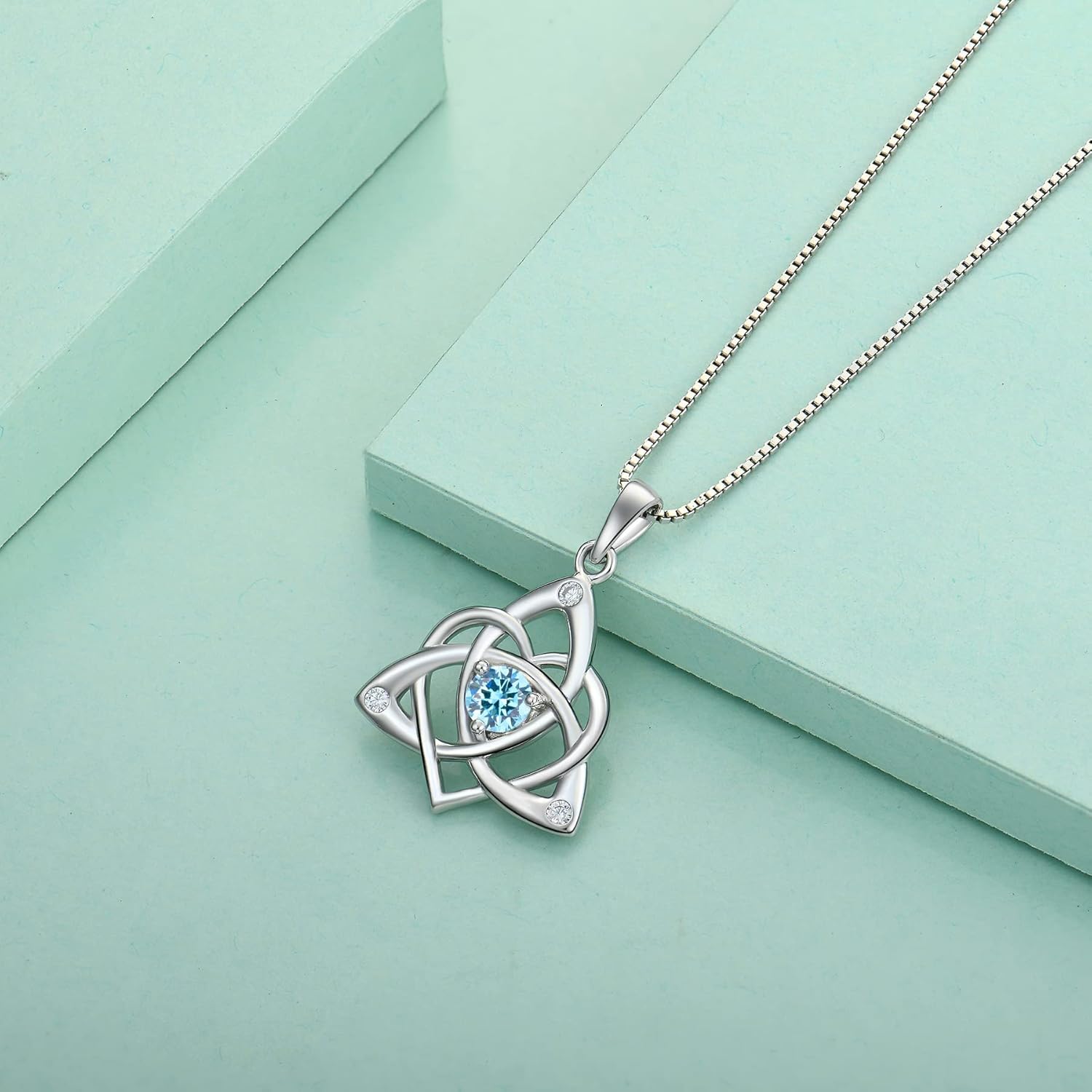STARCHENIE Celtic Knot Necklace for Women 925 Sterling Silver Trinity Love Knot Pendant Birthstones Jewelry - Image 5