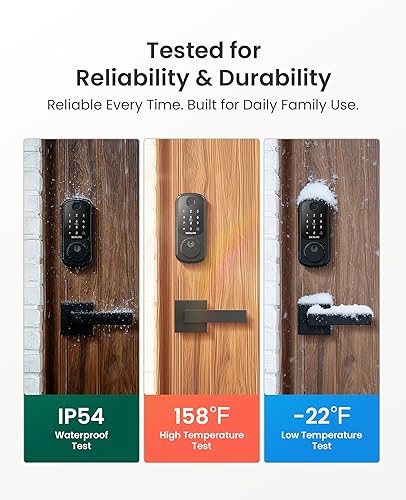 Miniatura 5 de DESLOC B200 Cerradura Inteligente de Huella Dactilar con 2 Manijas de Palanca, Juego de Cerradura de Puerta Delantera de Entrada sin Llave, Teclado