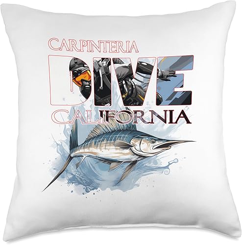 Miniatura 4 de Carpinteria California Scuba Diving Snorkeling Throw Pillow, 16x16, Multicolor