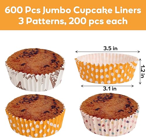 Miniatura 2 de YOUEON 600 forros para cupcakes de 3.5 pulgadas, a prueba de grasa, tazas de papel grandes de 6 onzas antiadherentes, forros para magdalenas,