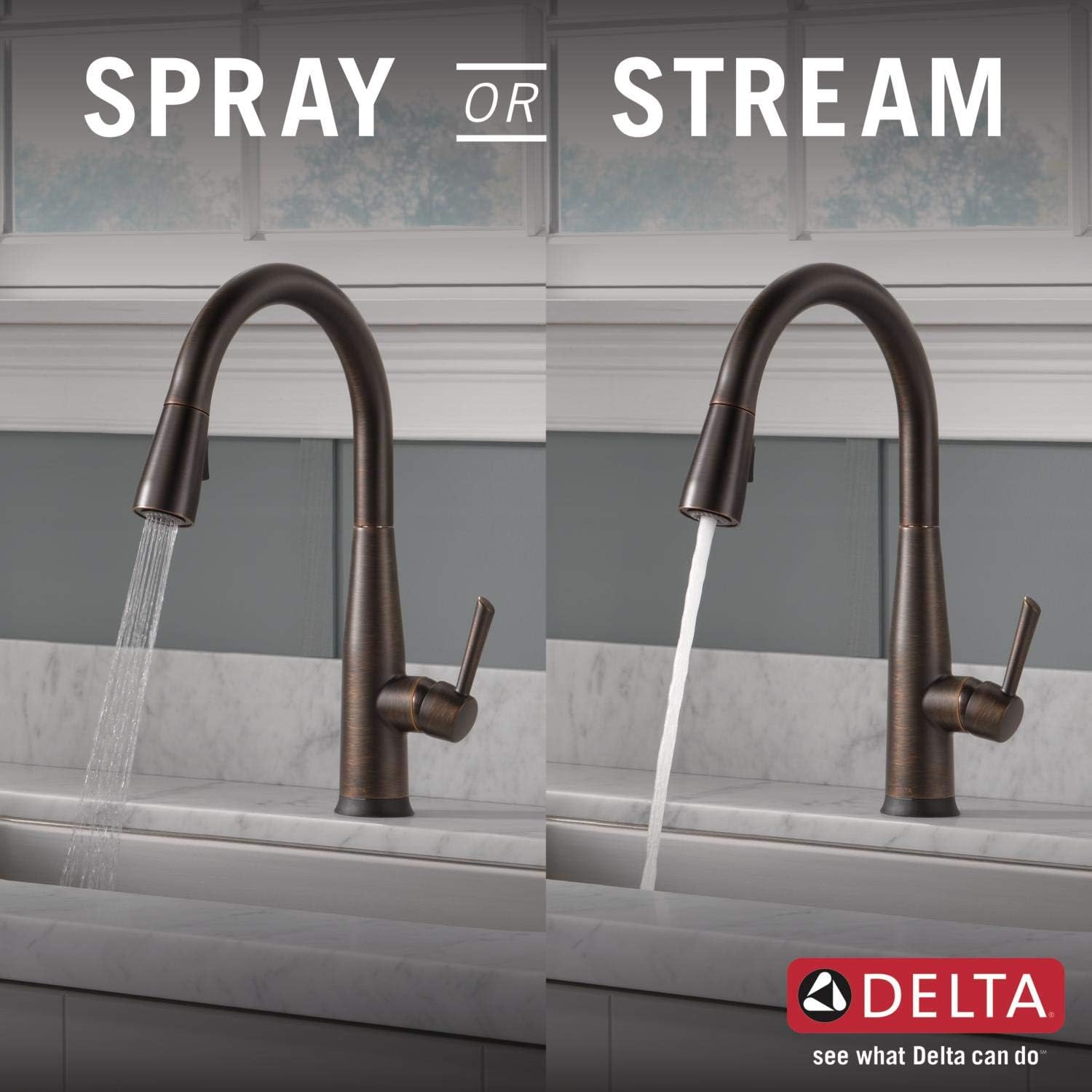 Delta Essa Oil Rubbed Bronze Touch Kitchen Faucet with Pull Down Sprayer, Modern Single Hole Touch On Kitchen Sink Faucet, Single Handle, Venetian Bronze 9113T-RB-DST - Image 8