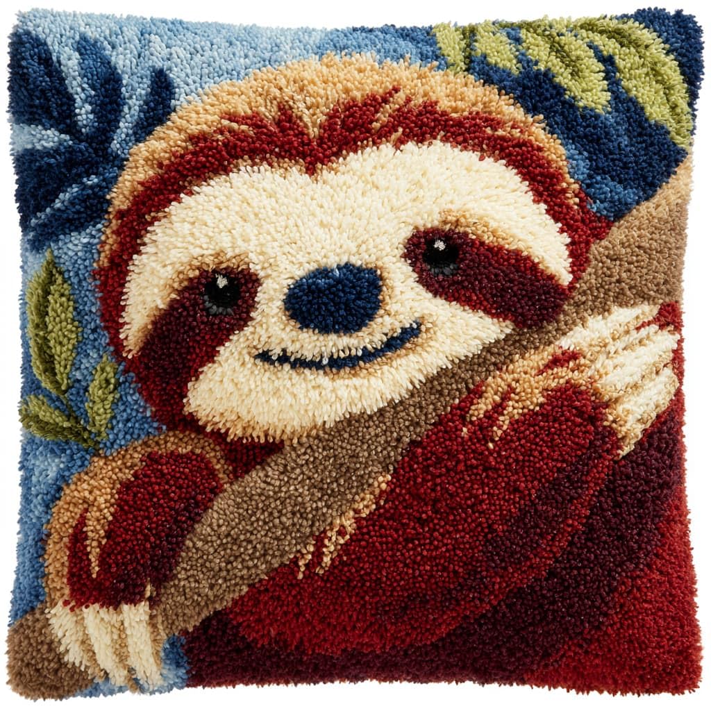 WallustrioaW Latch Hook Cushion Kits for Adults,Animal Sloth