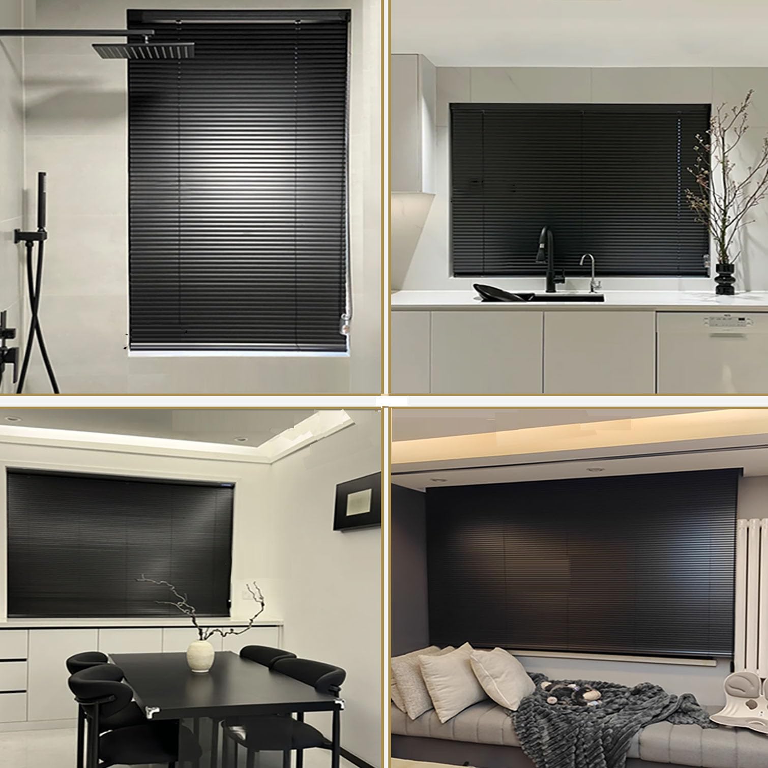Czarne aluminiowe żaluzje weneckie 25 mm - wodoodporne metalowe lamelki, poziome żaluzje do domu, biura, łazienki, rozmiar y (115 cm x 130 cm) - blokada światła i prywatność