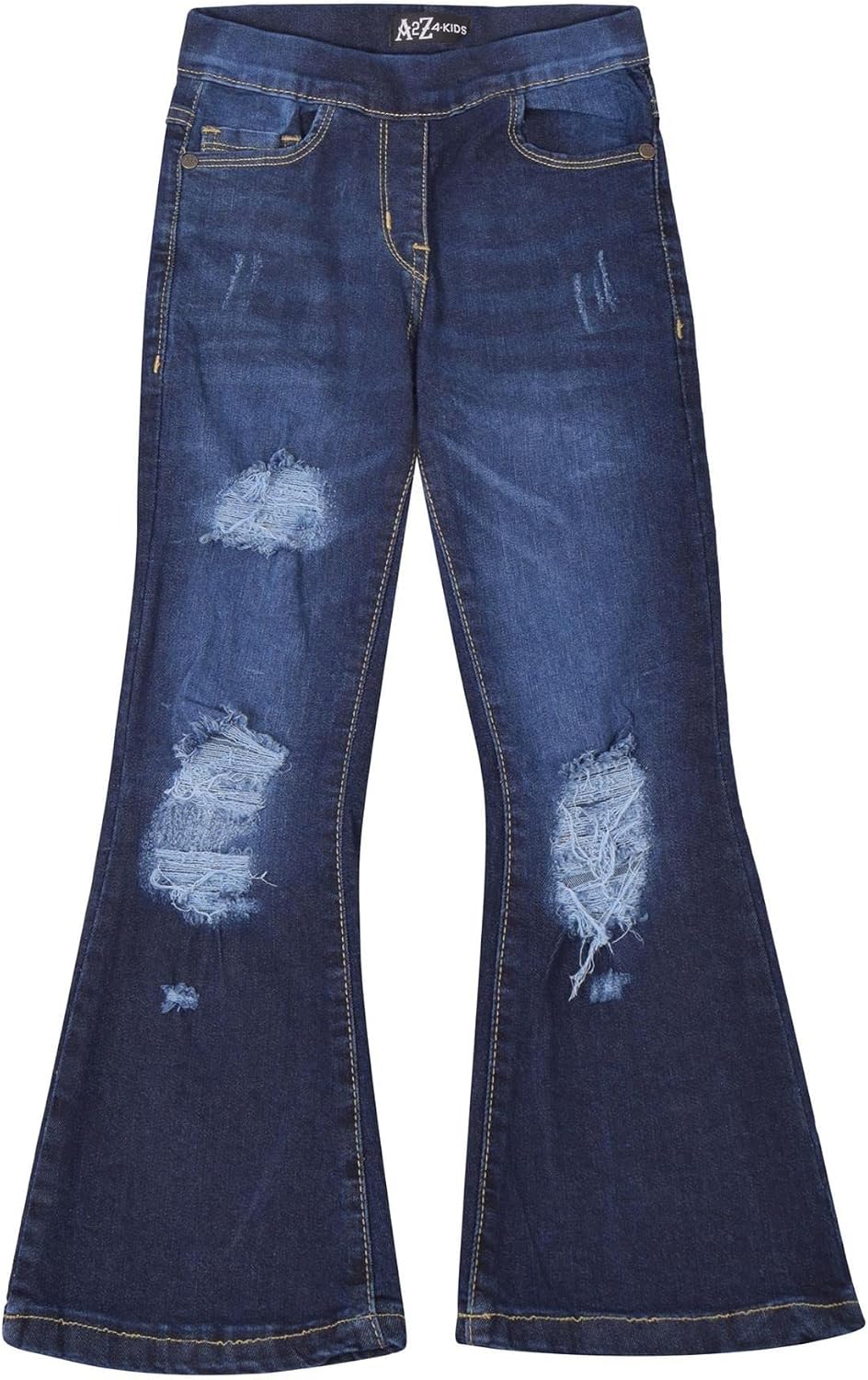 A2Z 4 Kids Girls Denim Jeans Comfort Stretchy Jeggings Bell Bottom Ripped Flared Pants Trendy Fashion Jeans for Girls