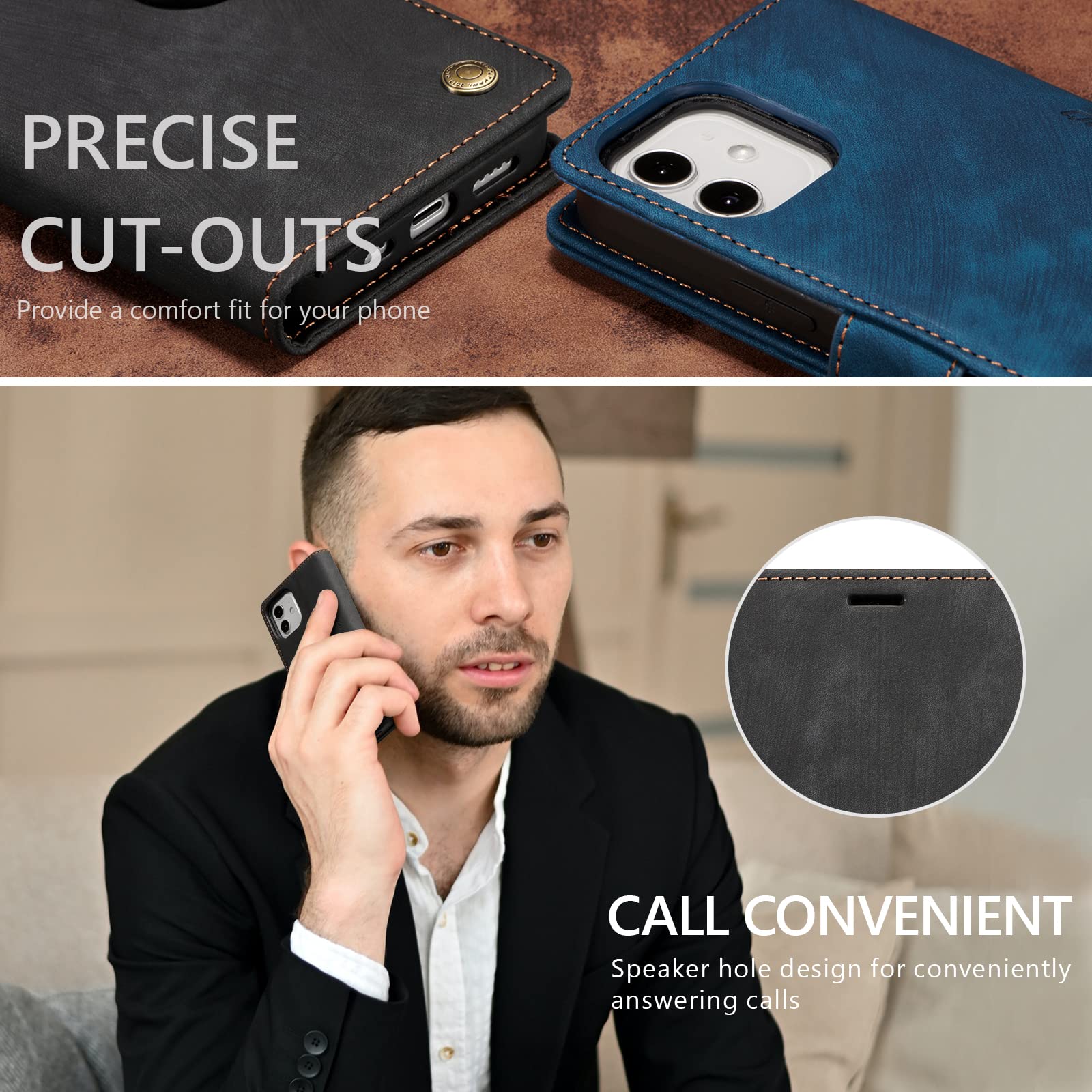 QLTYPRI Custodia per iPhone 11, Custodia in pelle PU Premium TPU Bumper