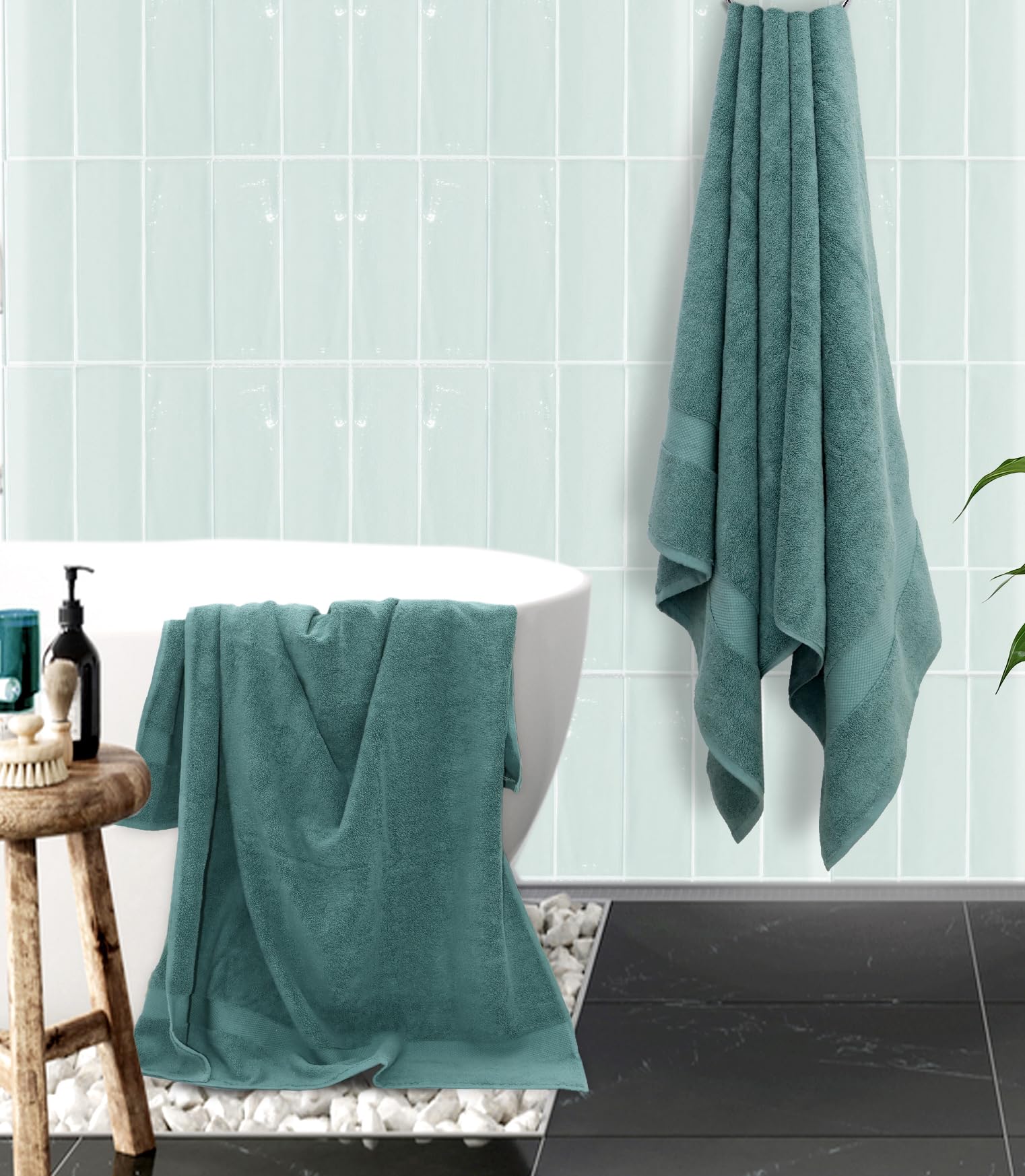 COTTON CRAFT Hotel Spa - Juego de 2 toallas extragrandes extragrandes de 40 x 80 pulgadas, peso pesado de 700 g/m², algodón puro hilado en anillo de 2 capas, suave, absorbente, uso diario, fácil