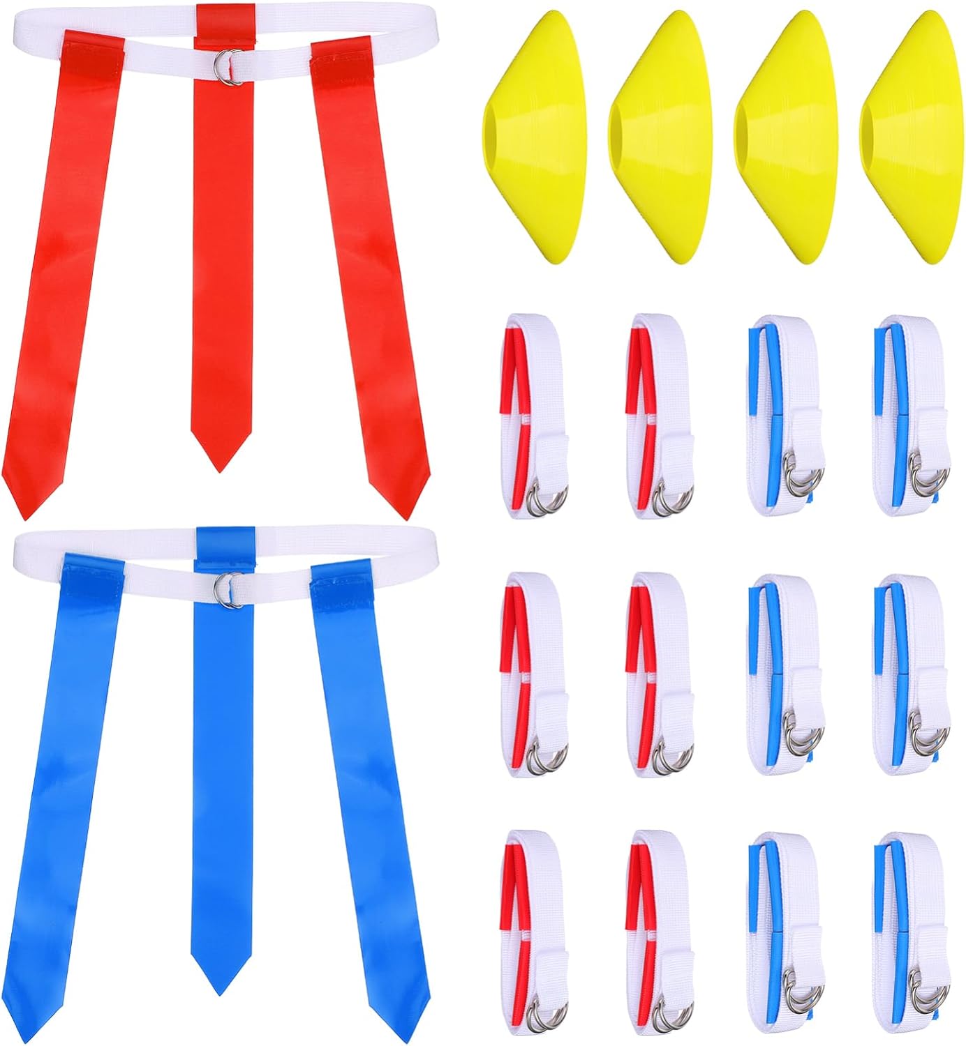 Happyyami Flag Football Set Belts Cones 16-piece Training Kit Football Flags for Boys and Girls Soccer Equipment for Boys and Girls