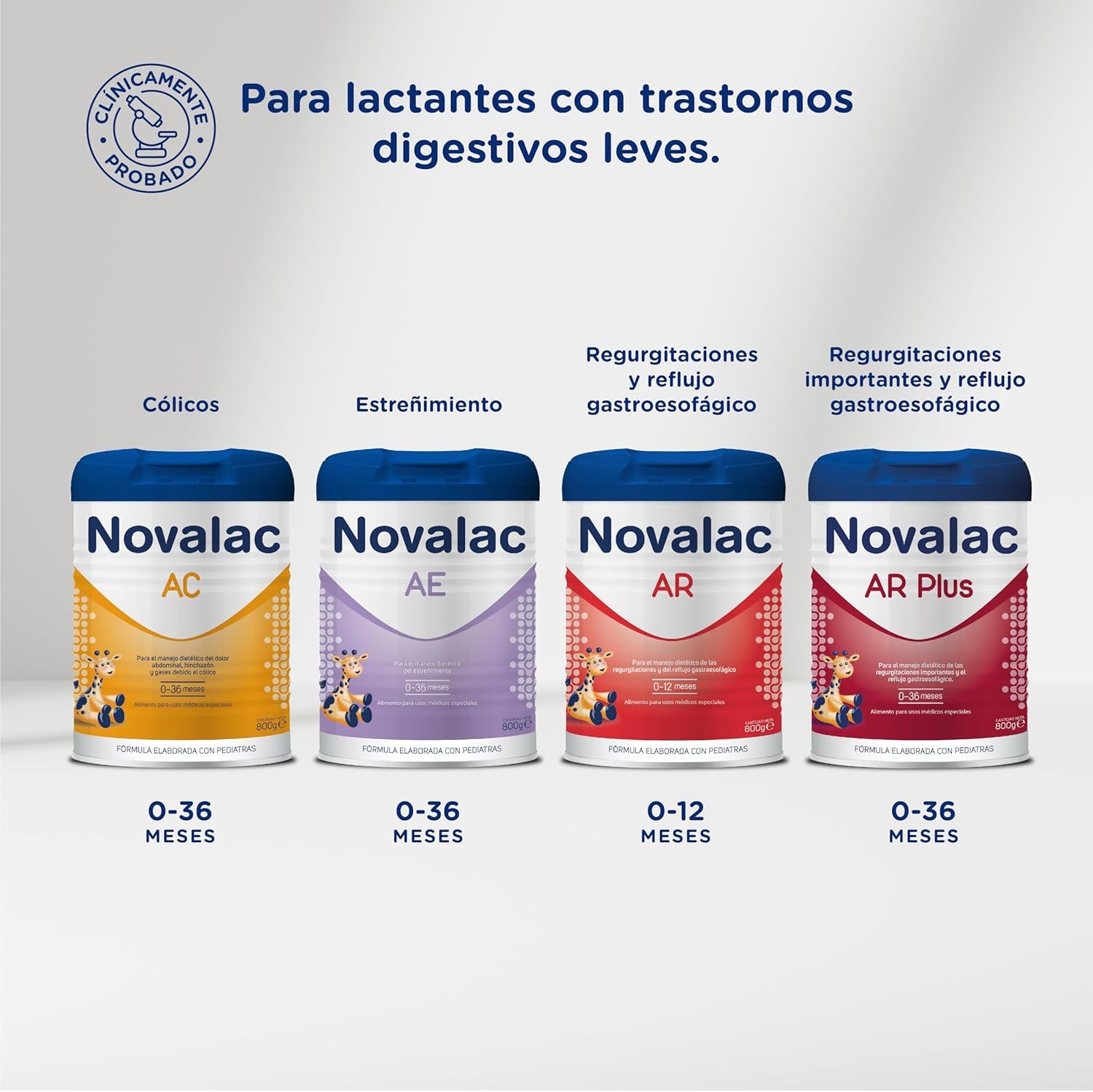 Novalac AC Leche en Polvo 0-36 Meses Bajo Contenido en Lactosa 800 g Fórmula Infantil