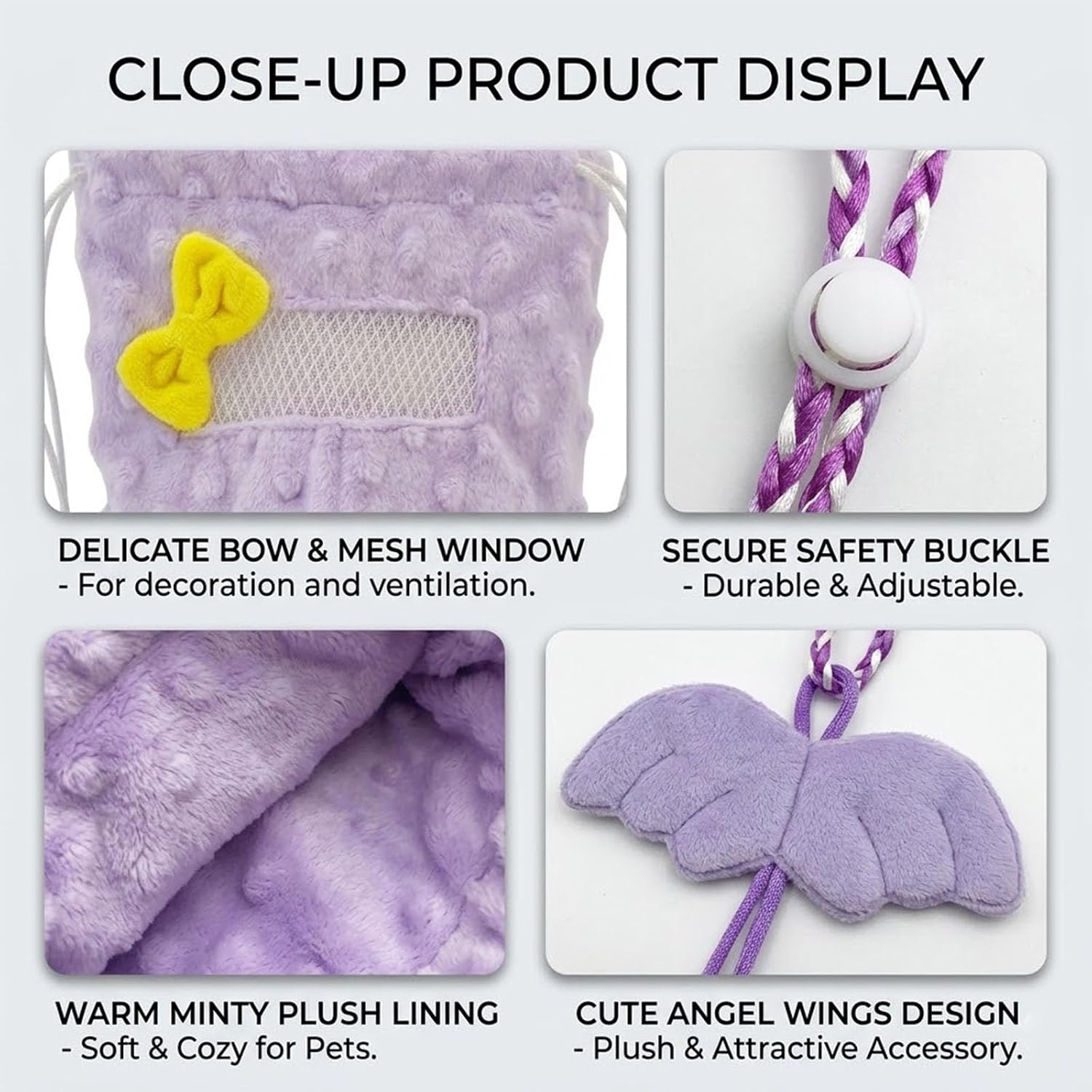 2 Pcs Sugar Glider Pouch and Hamster Leash Set - Small Animal Travel Carrier Pouch with Adjustable Rat Harness - Cozy Portable Hamster Bed & Cage Accessories image 4