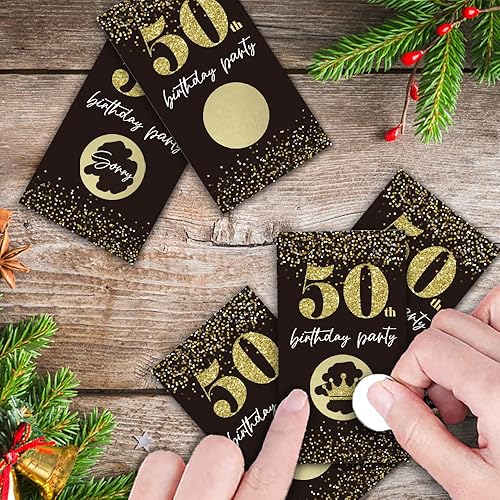 Miniatura 6 de REWIDPARTY Tarjetas de juego de rascar para fiesta de cumpleaños número 50 (32 piezas) de alegría a 50 años, suministros de fiesta de feliz
