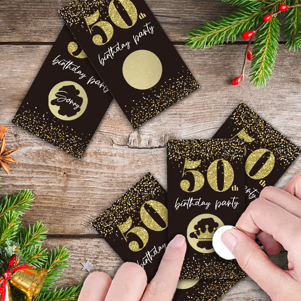 50th Birthday Scratch Off Game Cards - 32 Pack Black & Gold 'Cheers To 50 Years' Party Activity